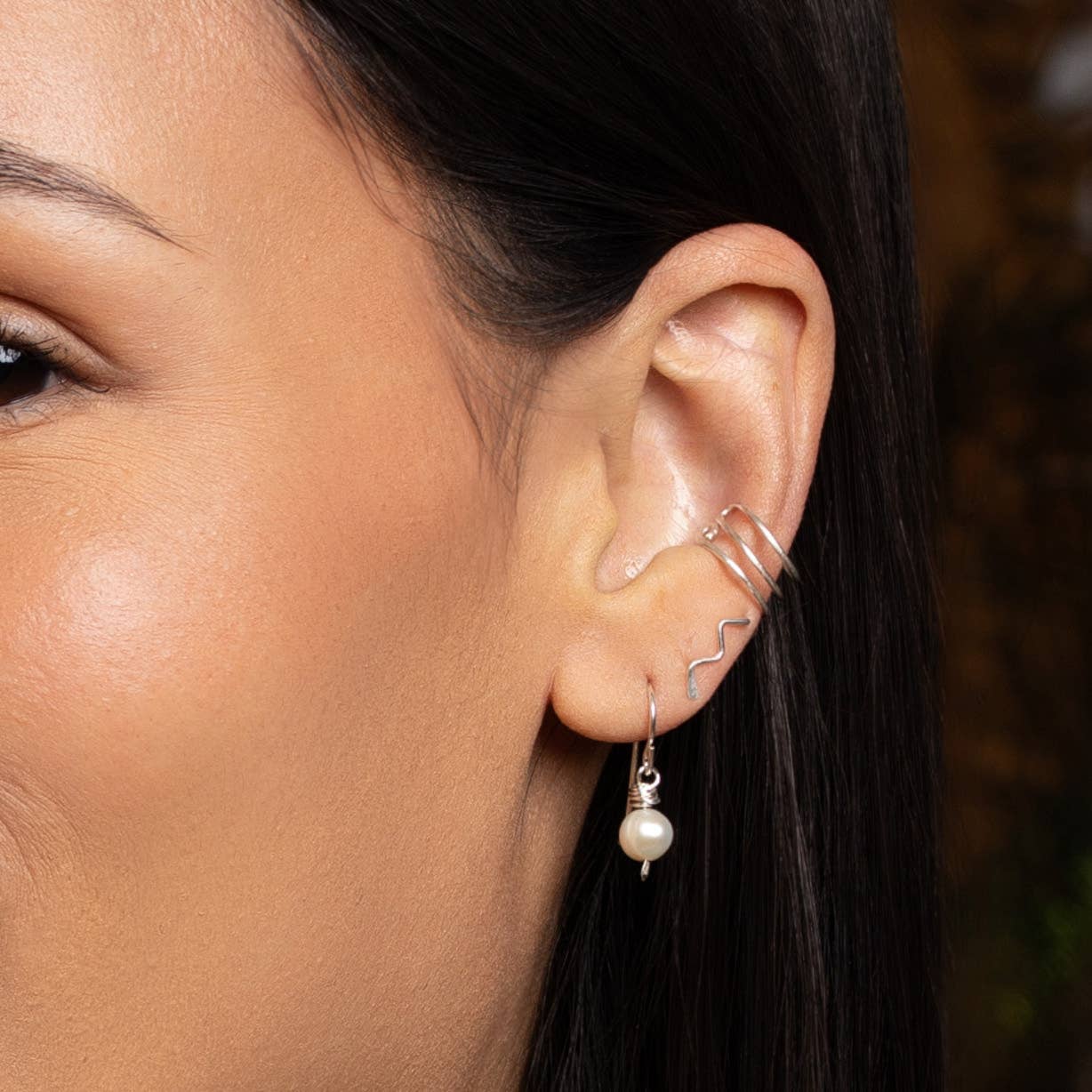 Leeda Pearl Earrings in Sterling Silver