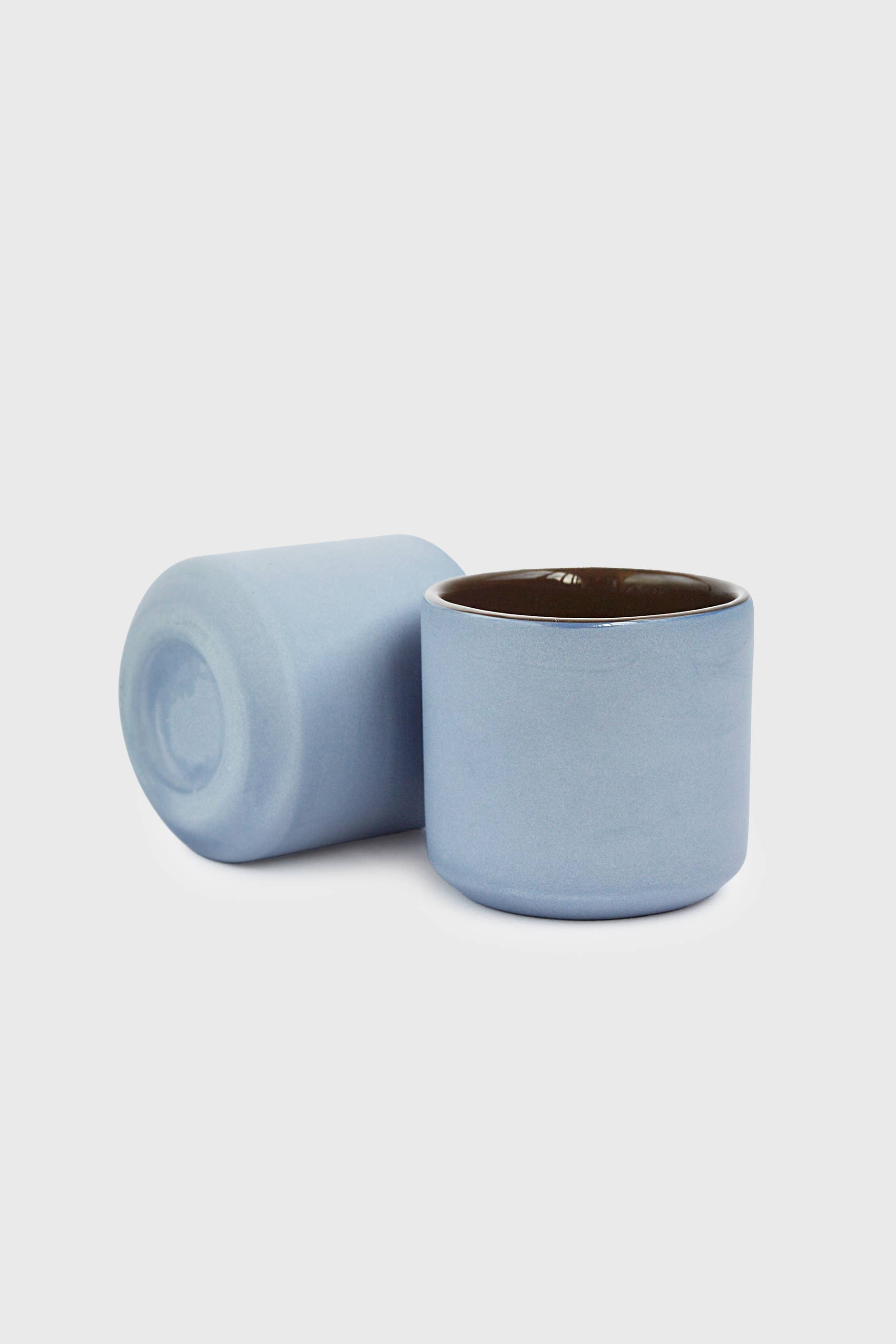 Handmade Porcelain Coffee Cup. Forget-me-Not/Chocolate medium