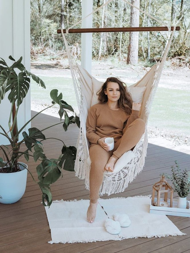 White Boho Crochet Hammock Chair Swing | NINA