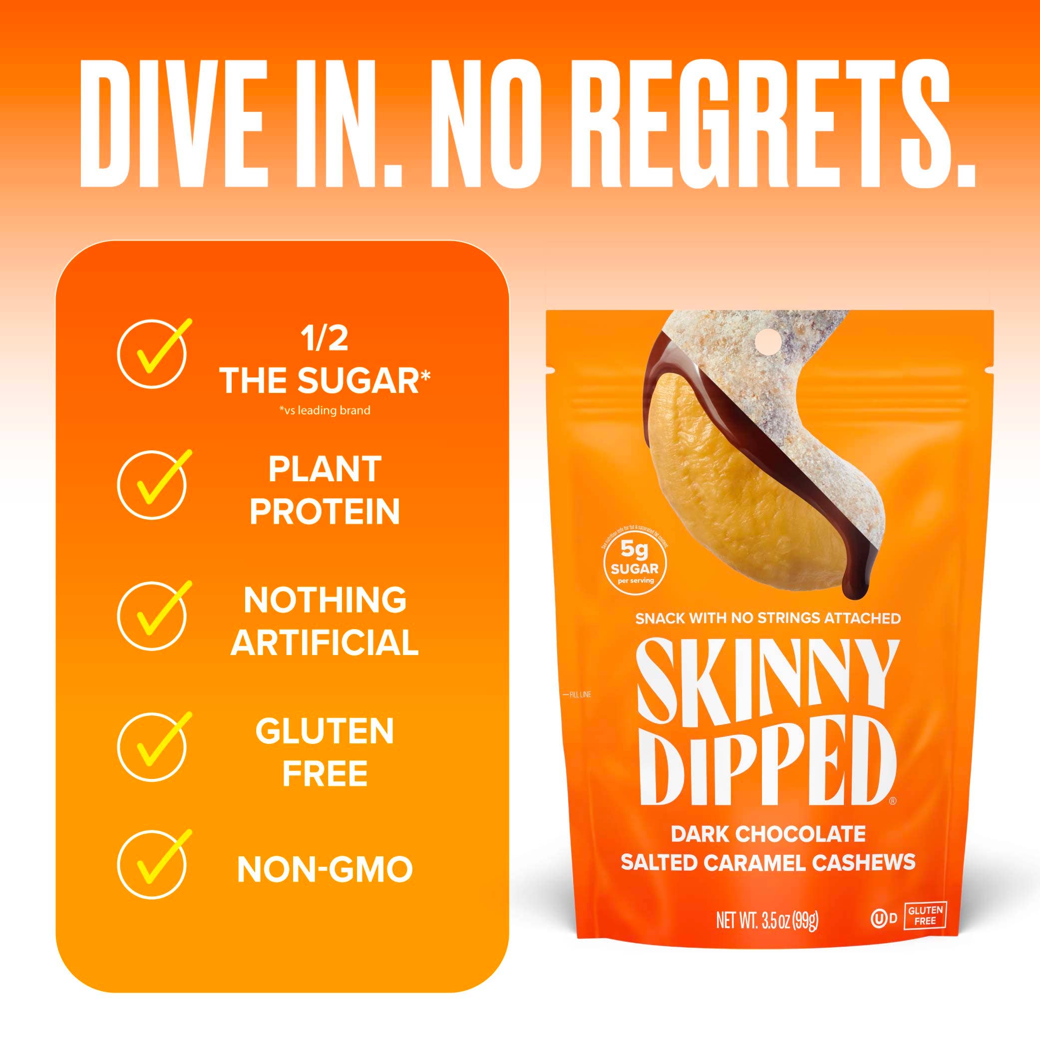 Dark Chocolate Salted Caramel Cashews Pouch, 3.5oz