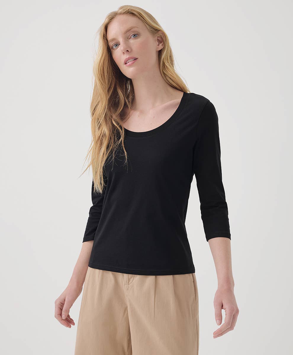 Women's Softspun Scoop Neck Three-Quarter Sleeve Tee