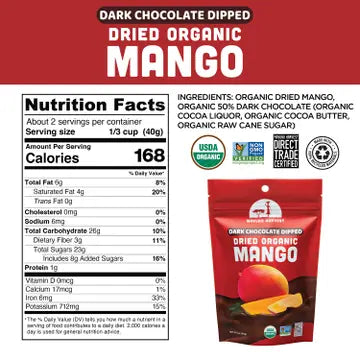 Chocolate Dipped Dried Organic Mango