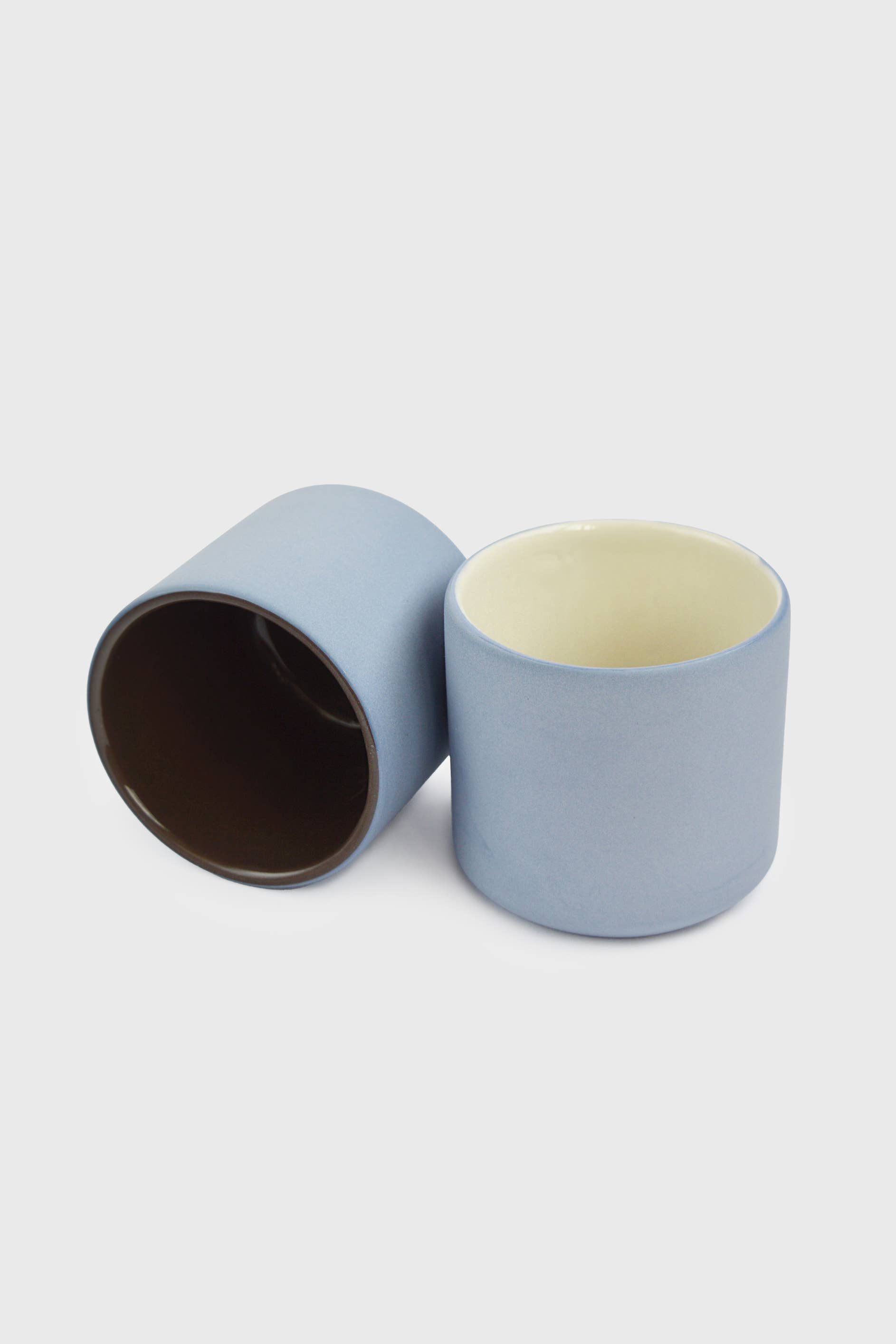 Handmade Porcelain Coffee Cup. Forget-me-Not/Chocolate medium