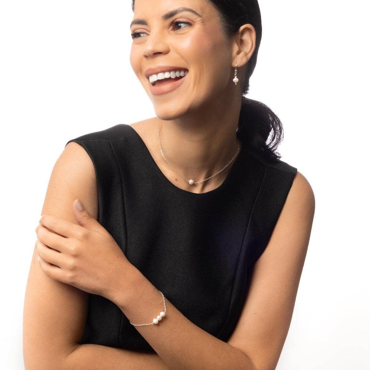 Leeda Pearl Bracelet in Sterling Silver