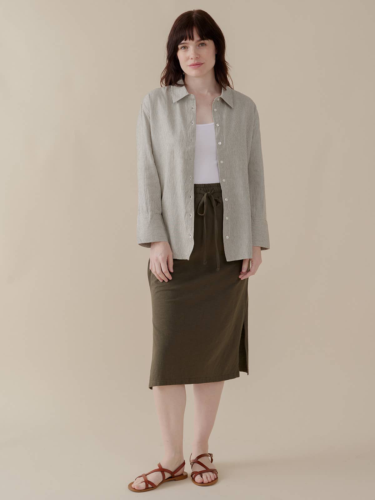 Mae Oversized Shirt Olive Stripe