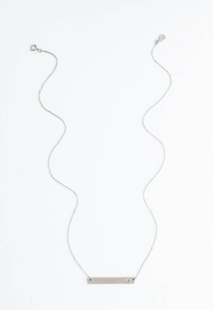 Layla Silver Cross Bar Necklace