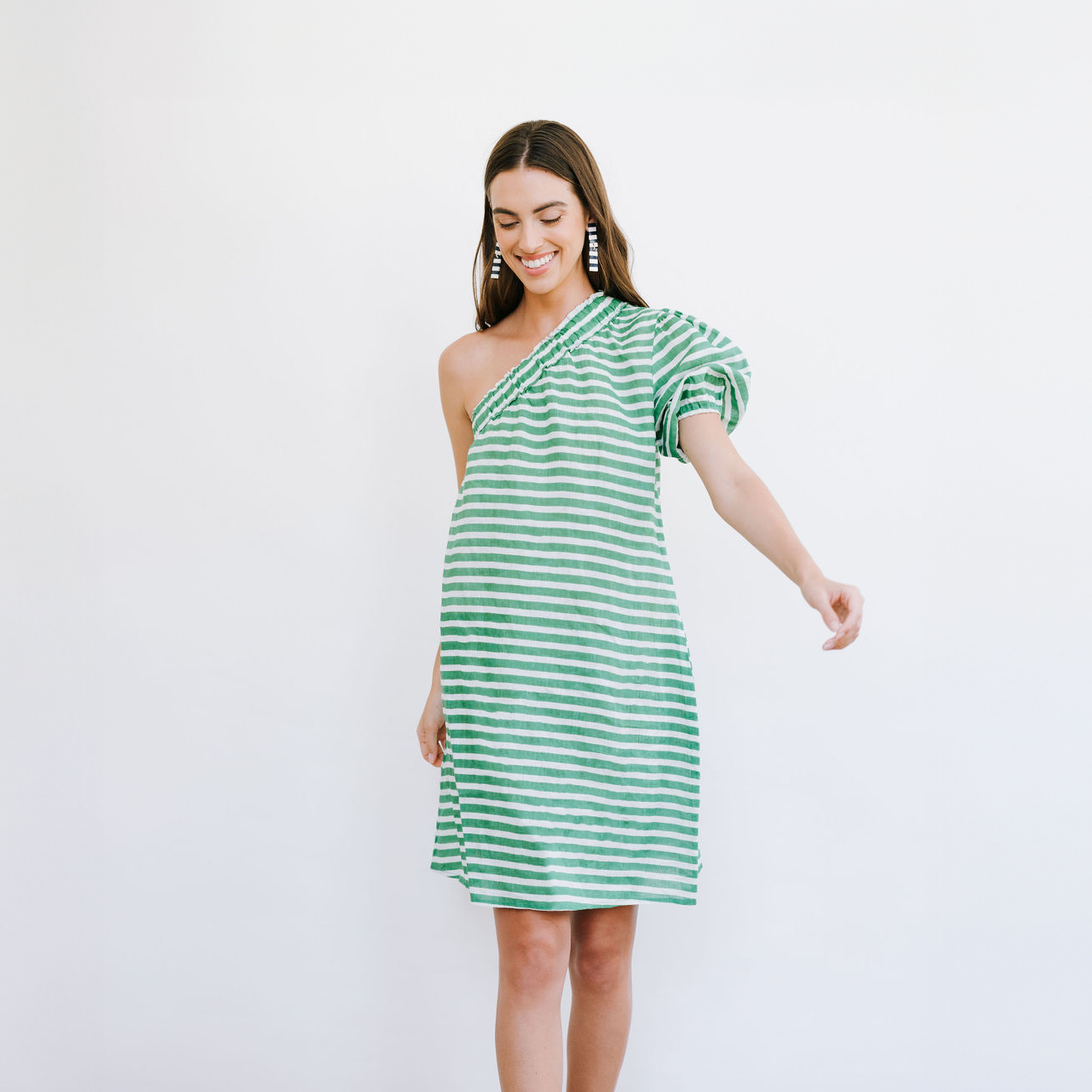 Green and White Stripe Addison Dress