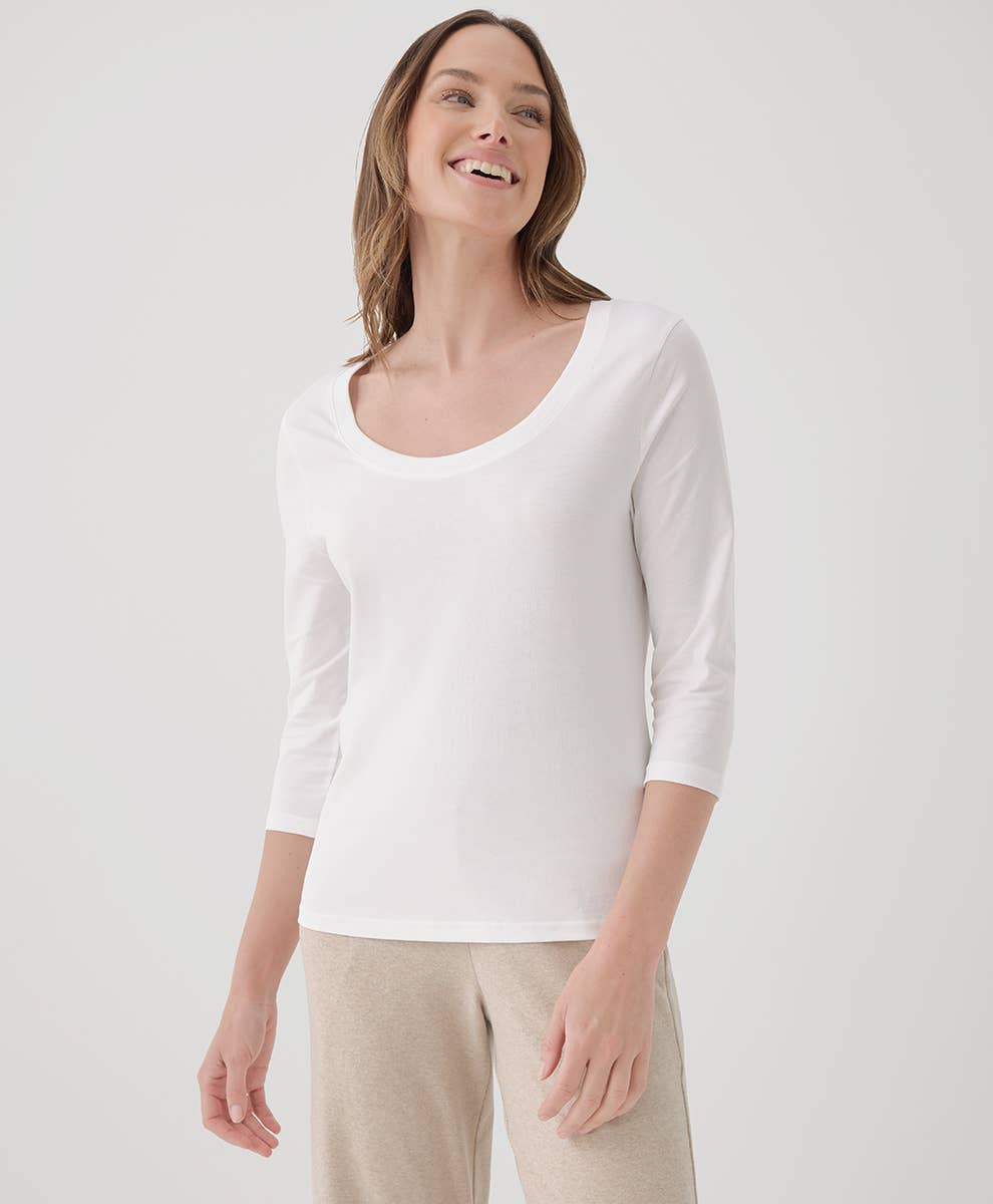 Women's Softspun Scoop Neck Three-Quarter Sleeve Tee
