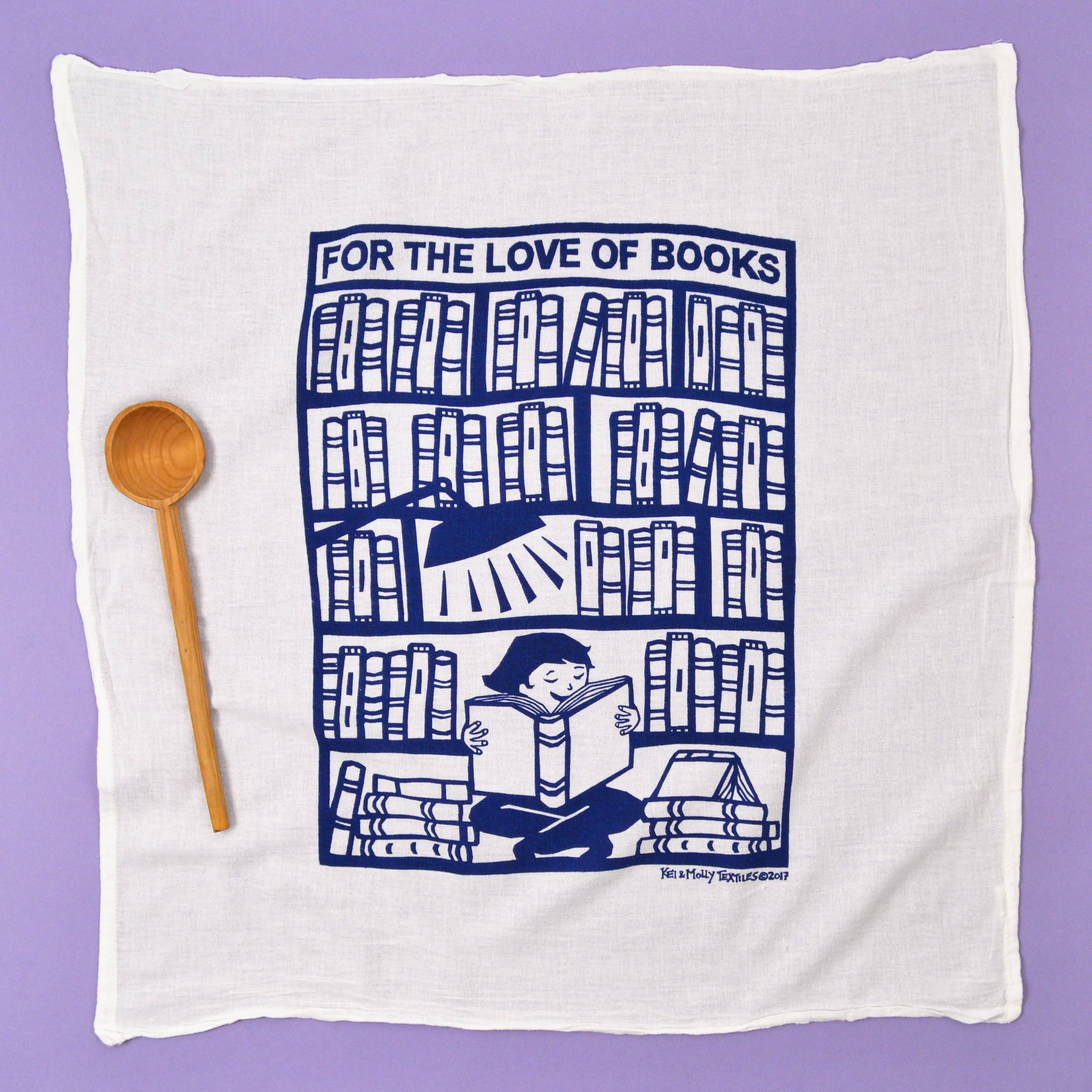 Flour Sack Dish Towel - Books