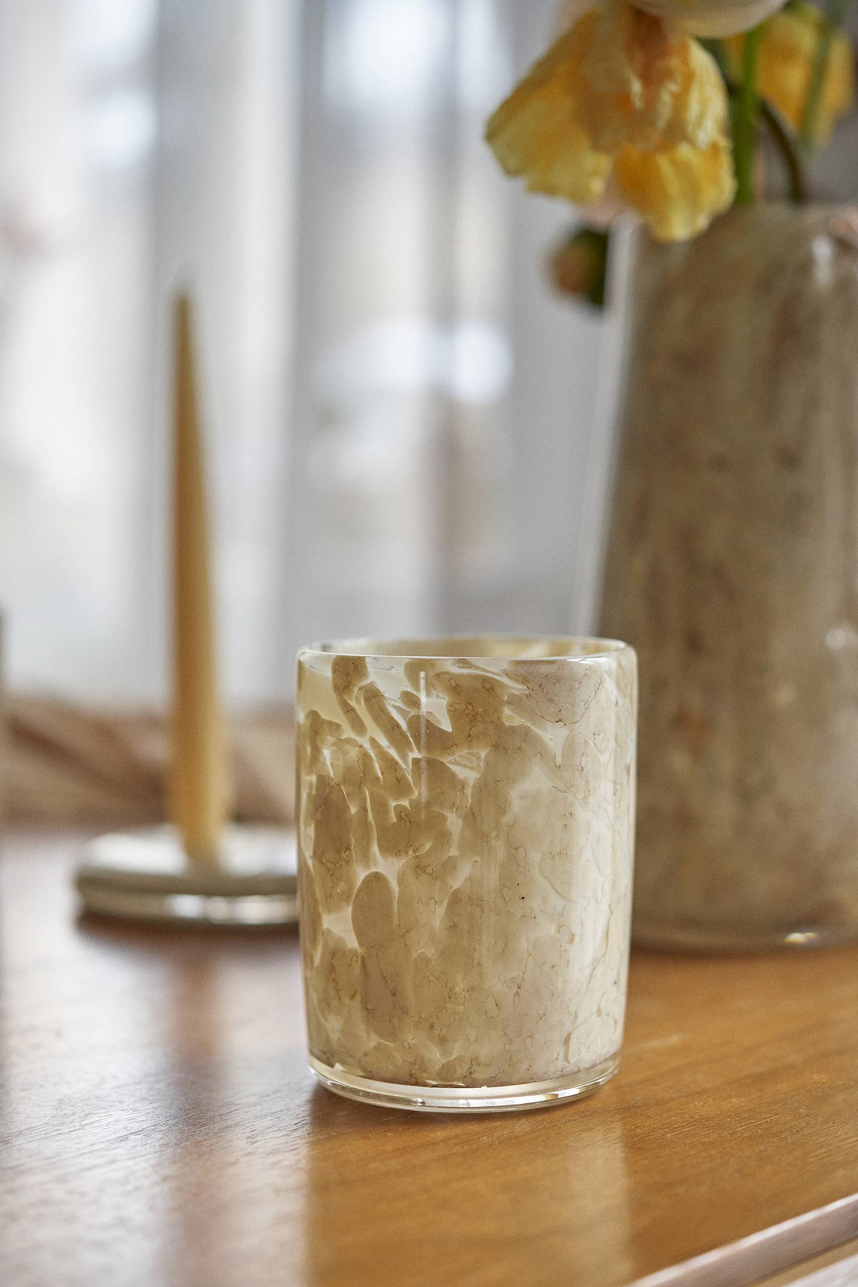 Hand Blown Glass Tumbler: Brown Marble