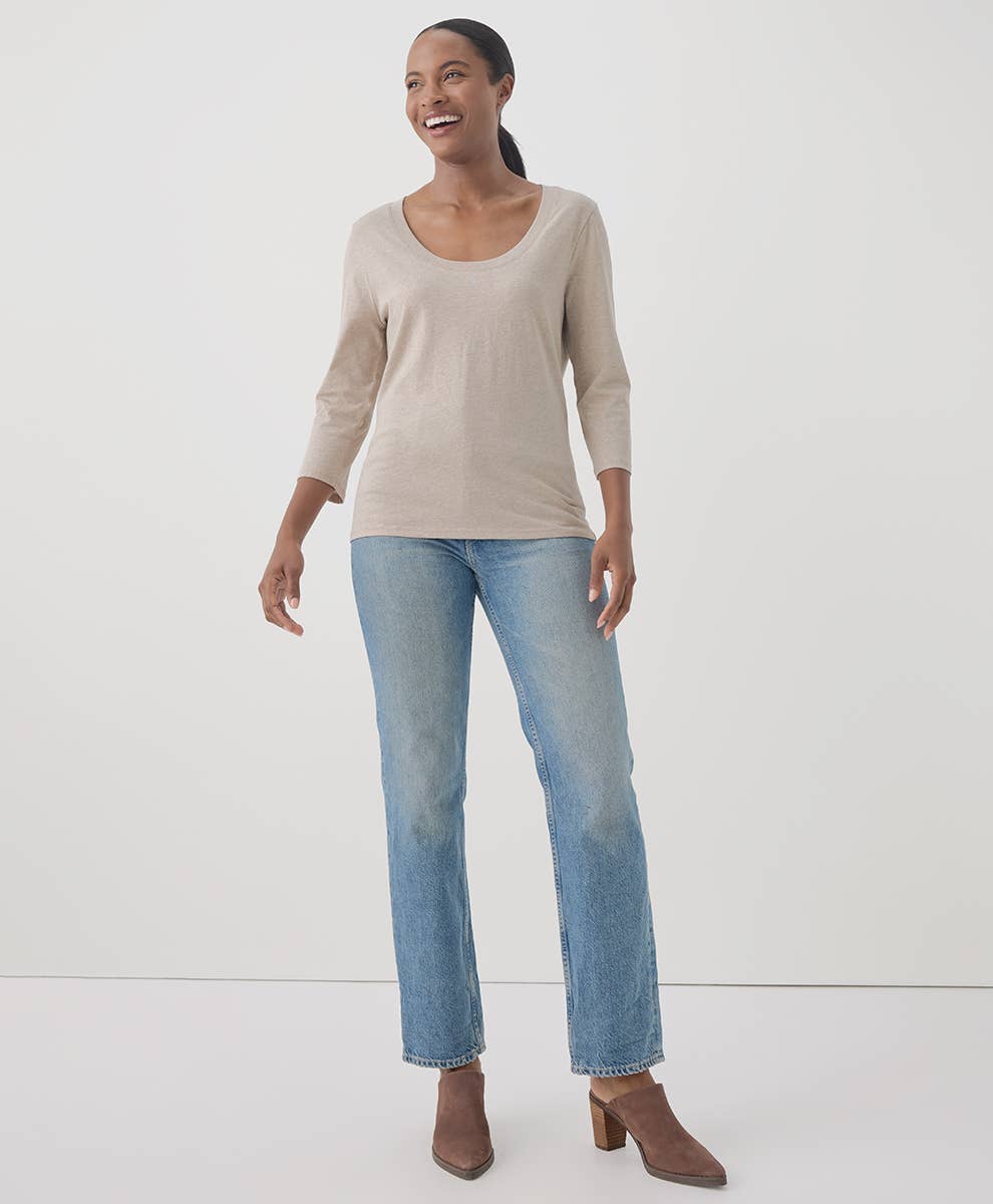 Women's Softspun Scoop Neck Three-Quarter Sleeve Tee
