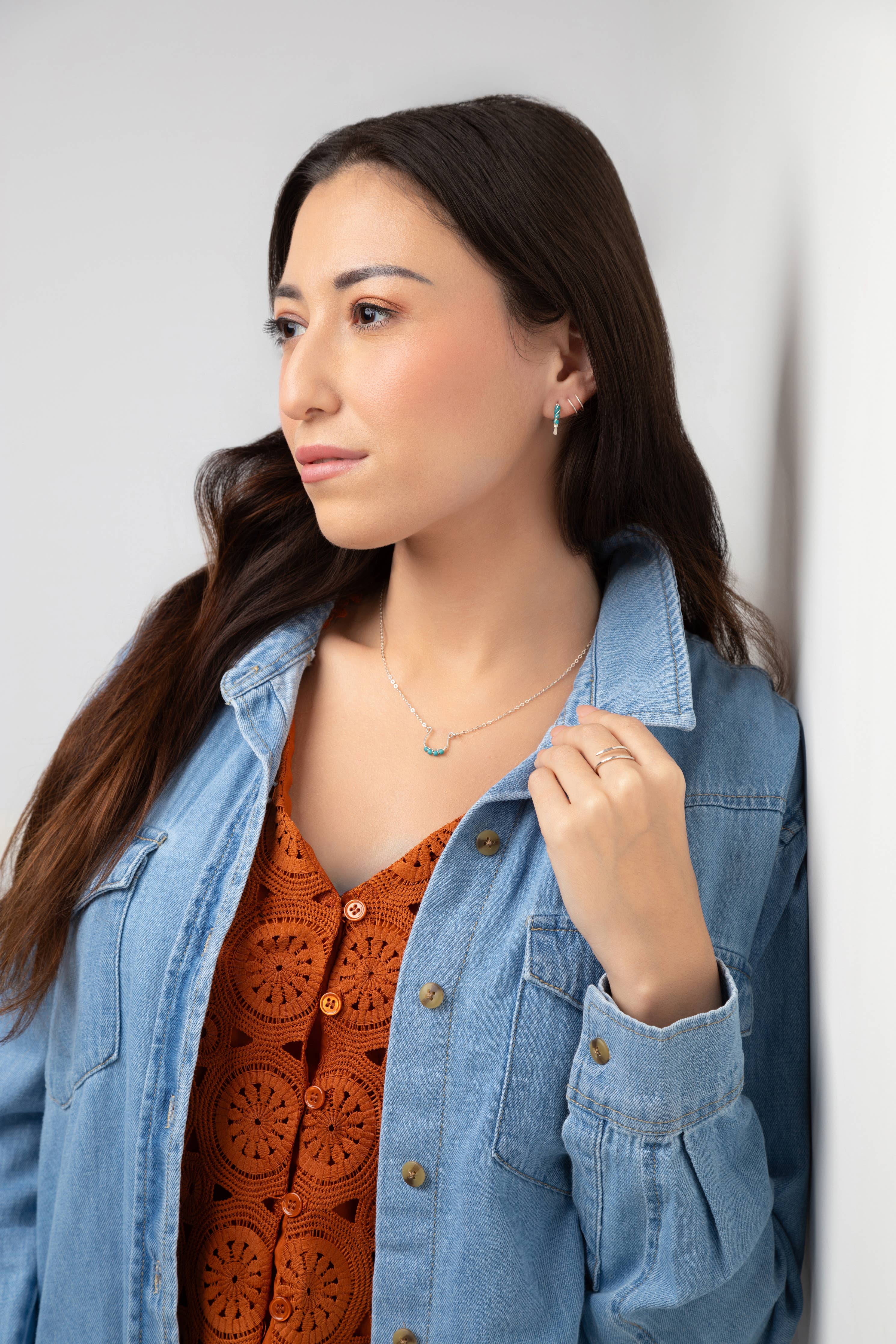 Moab Western Beaded Hoop Earrings in Sterling Silver