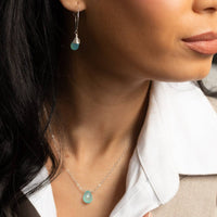 Aqua Chalcedony Gemstone Hoop Earrings in Sterling Silver