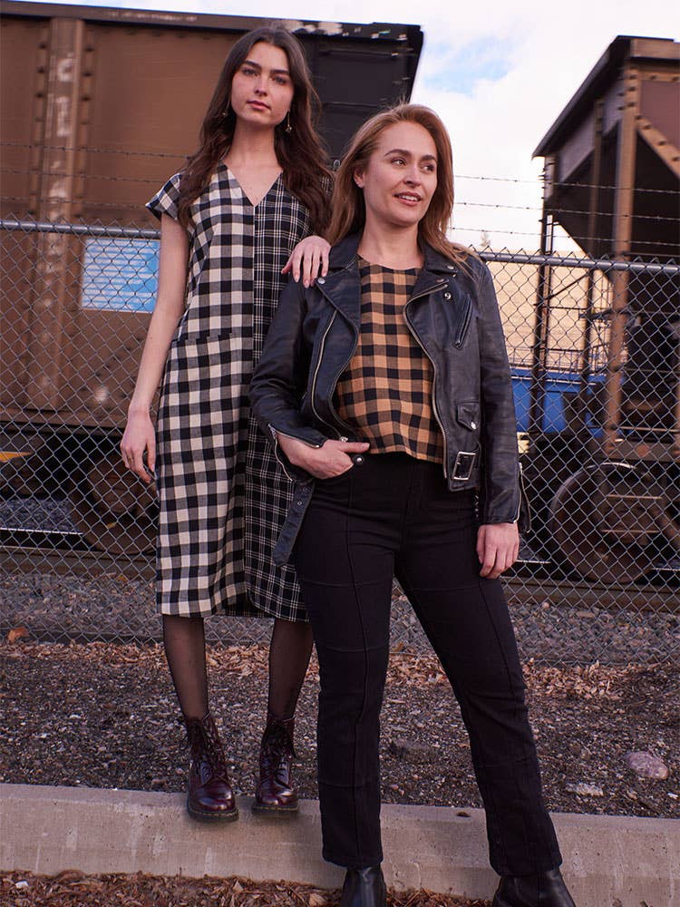 Odelia Top Black and Tan Gingham