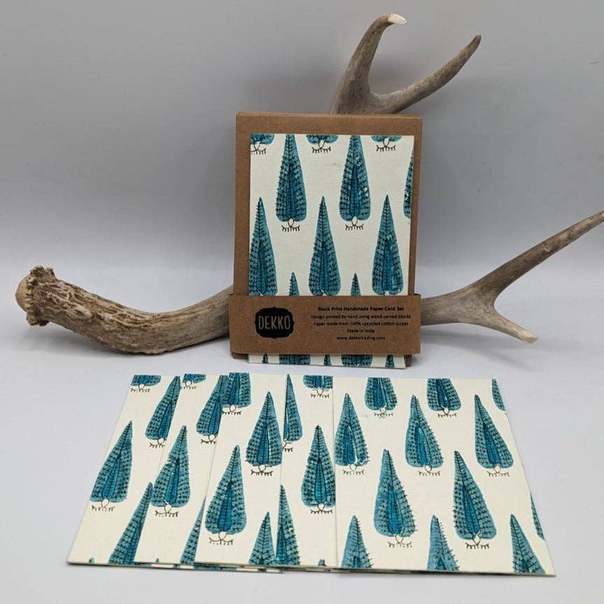 Block Print Peacock Card Set
