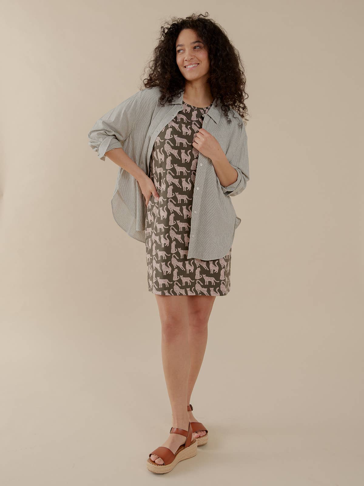 Mae Oversized Shirt Olive Stripe