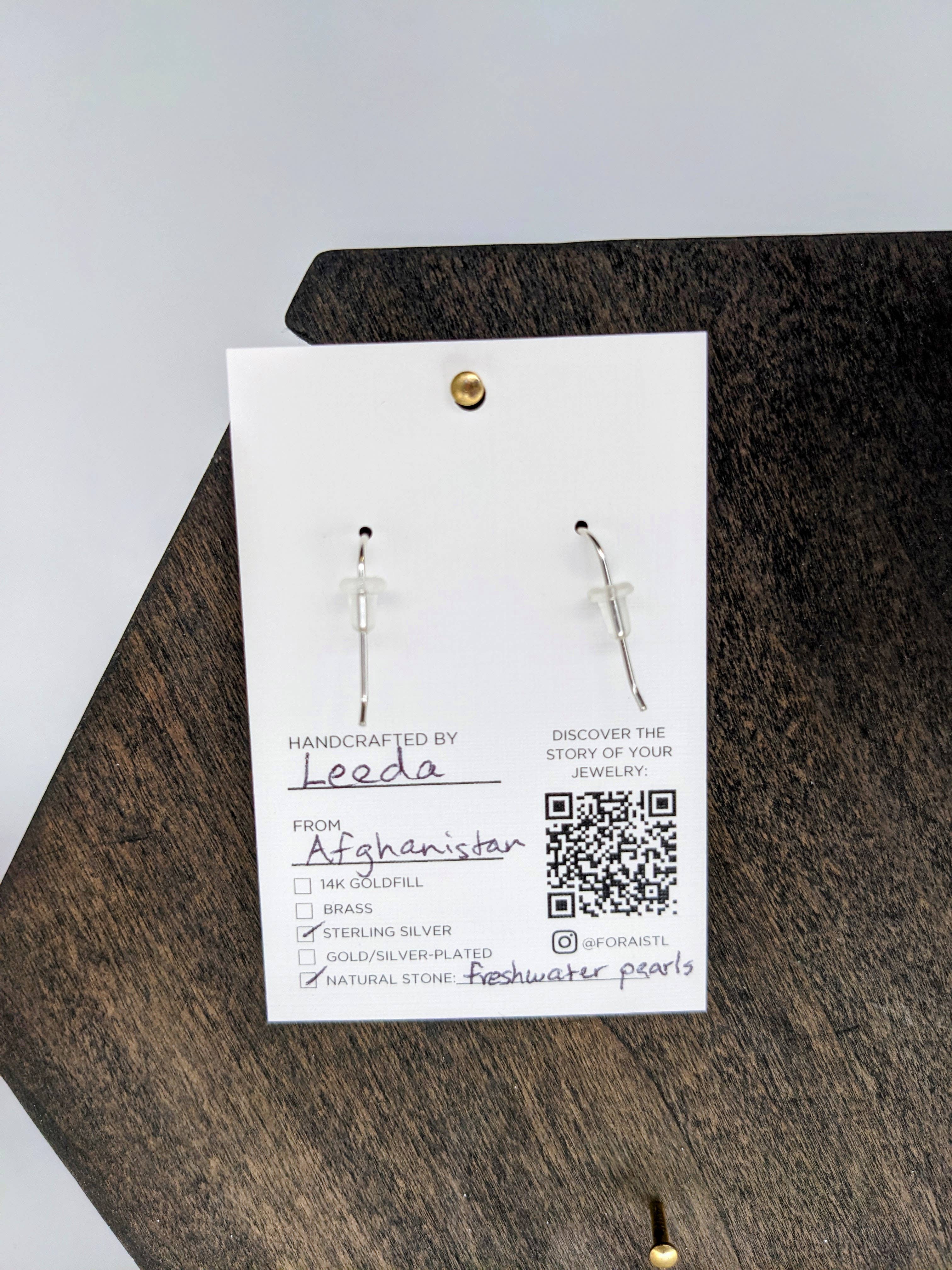 Leeda Pearl Earrings in Sterling Silver