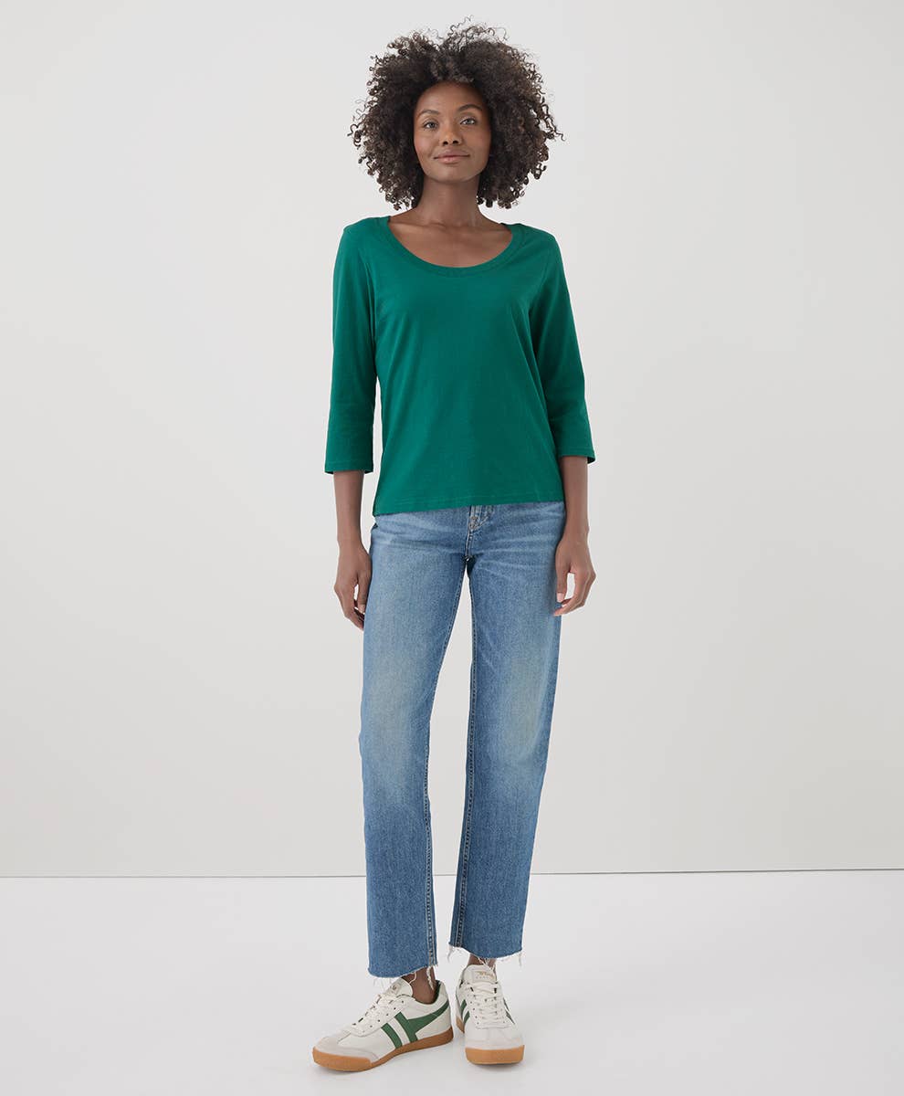 Women's Softspun Scoop Neck Three-Quarter Sleeve Tee