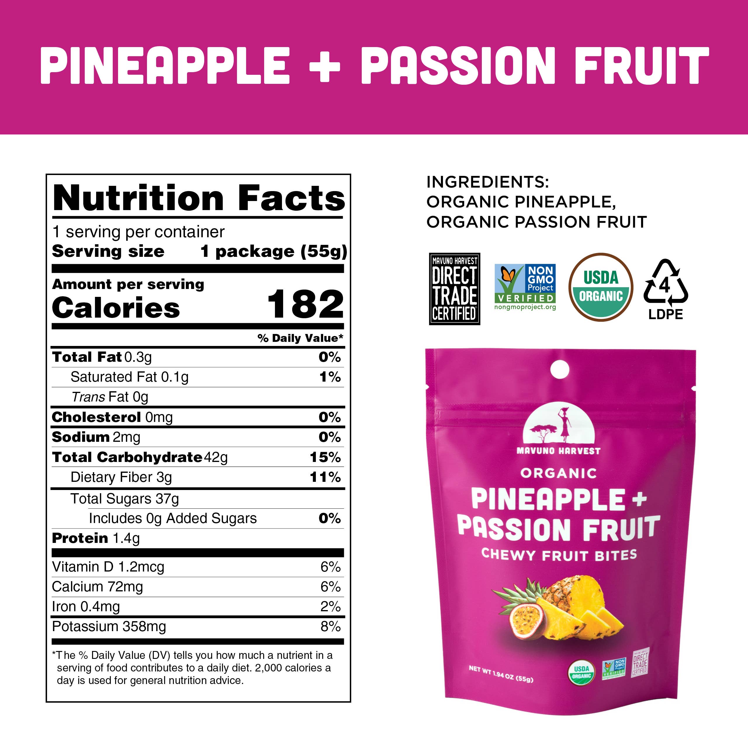 Organic Pineapple + Passionfruit Fruit Bites