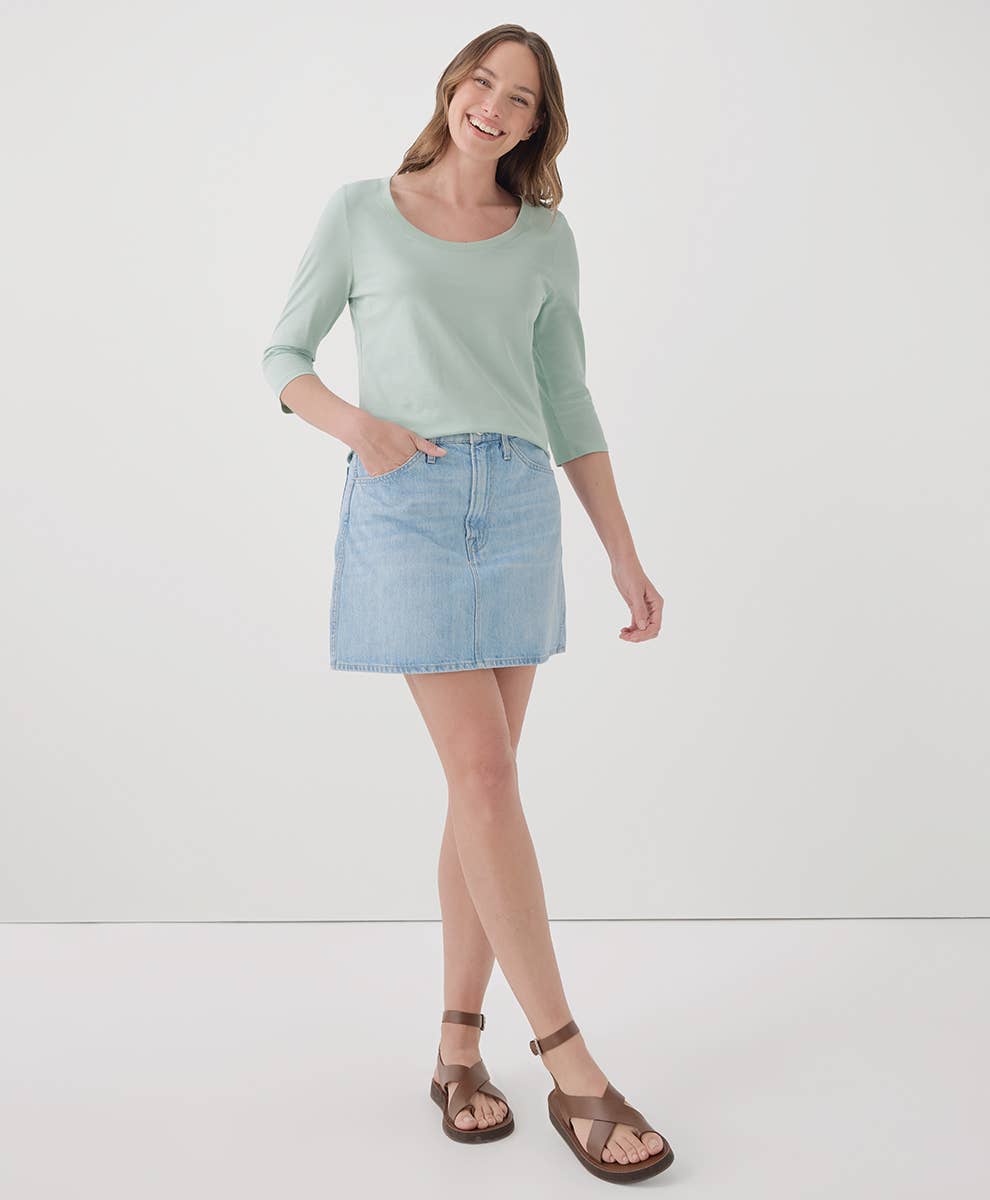 Women's Softspun Scoop Neck Three-Quarter Sleeve Tee