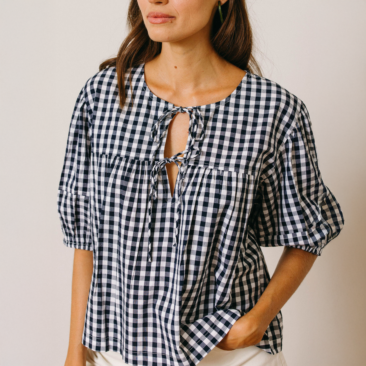 Navy Gingham Mira Top