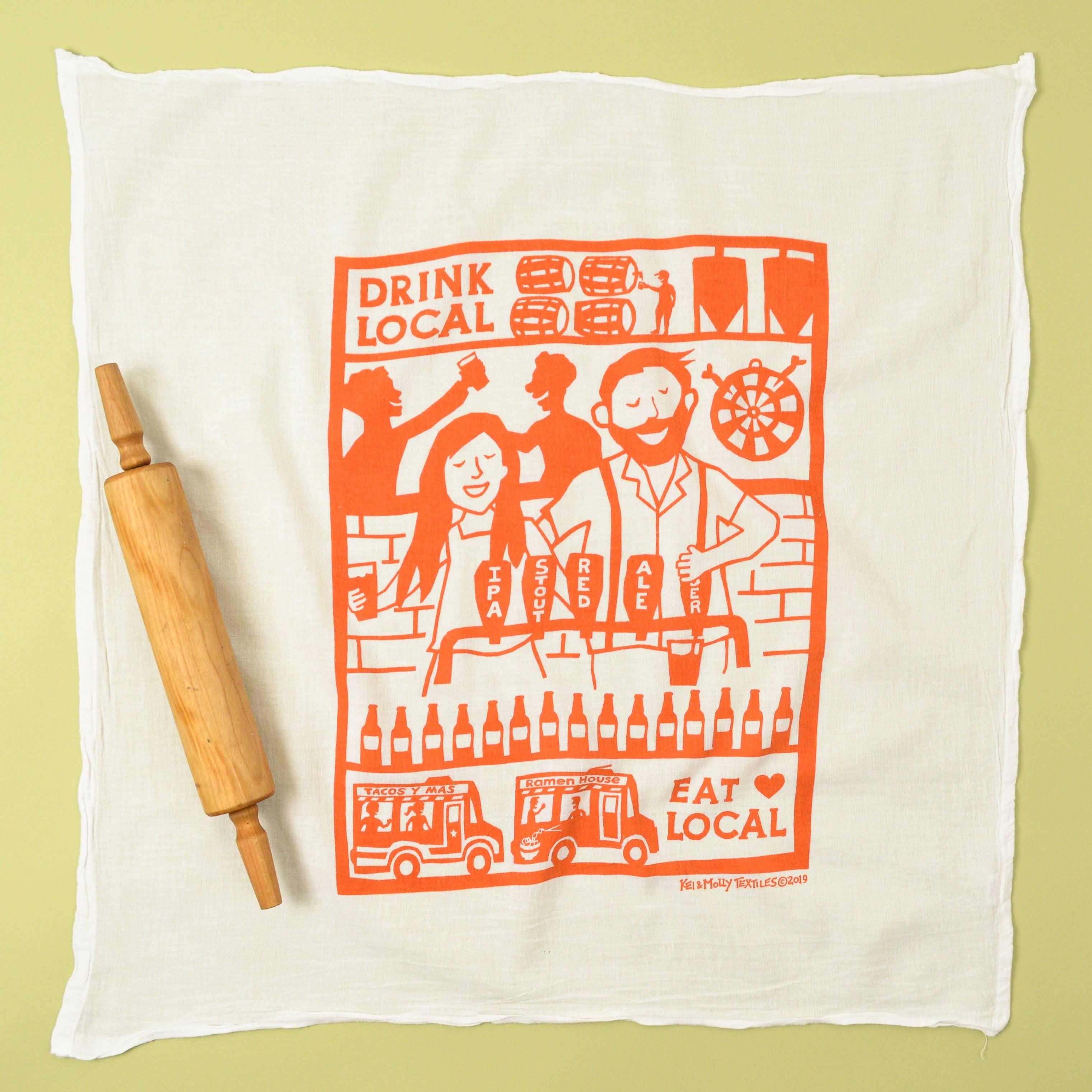 Flour Sack Dish Towel - Drink Local