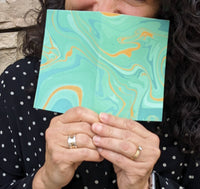 Jade & Gold Marbled Greeting Card