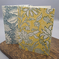 Steel Blue & Daffodil Block Printed Card Set