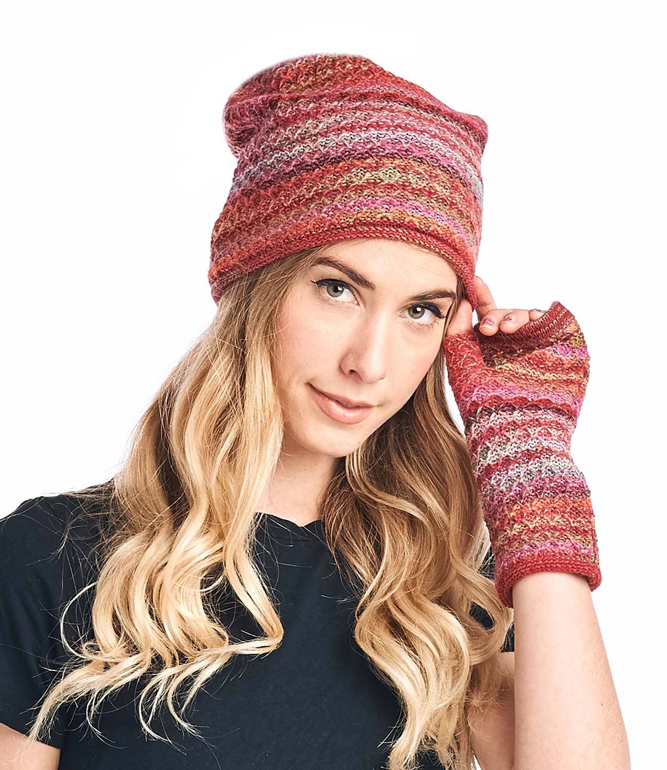 Alpaca Beanie - Printed - Saffron