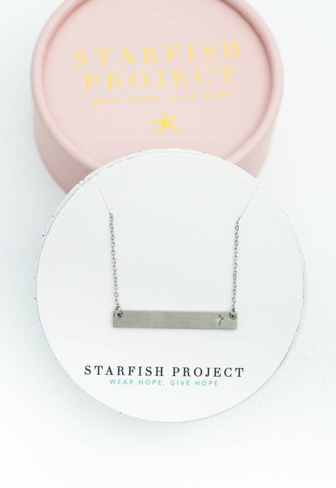 Layla Silver Cross Bar Necklace