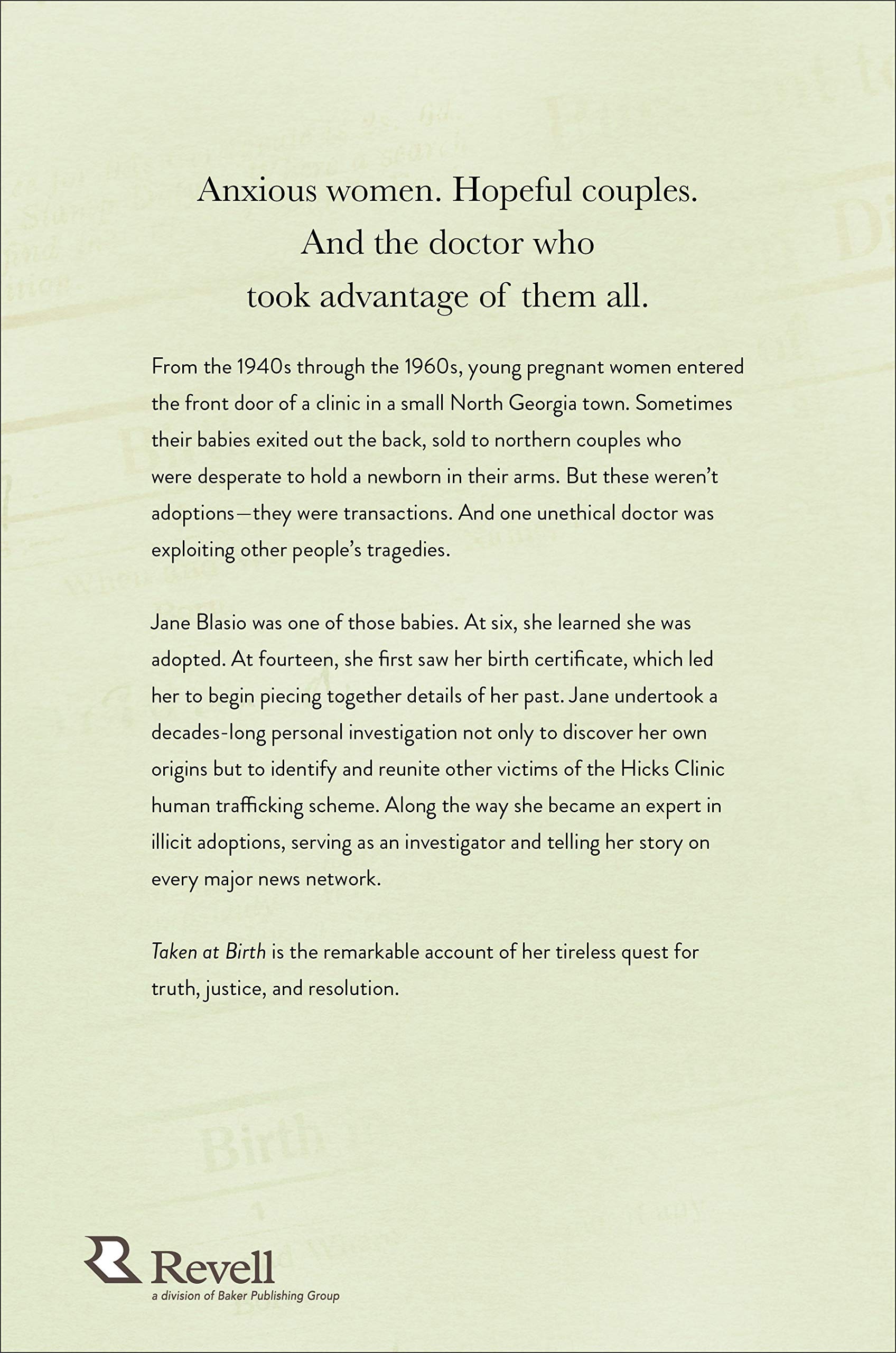 Taken at Birth: Stolen Babies, Hidden Lies, and My Journey to Finding Home by Jane Blasio