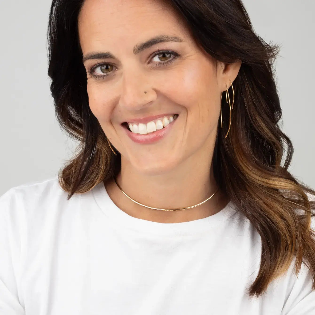 Lana Minimalist Hammered Brass Collar