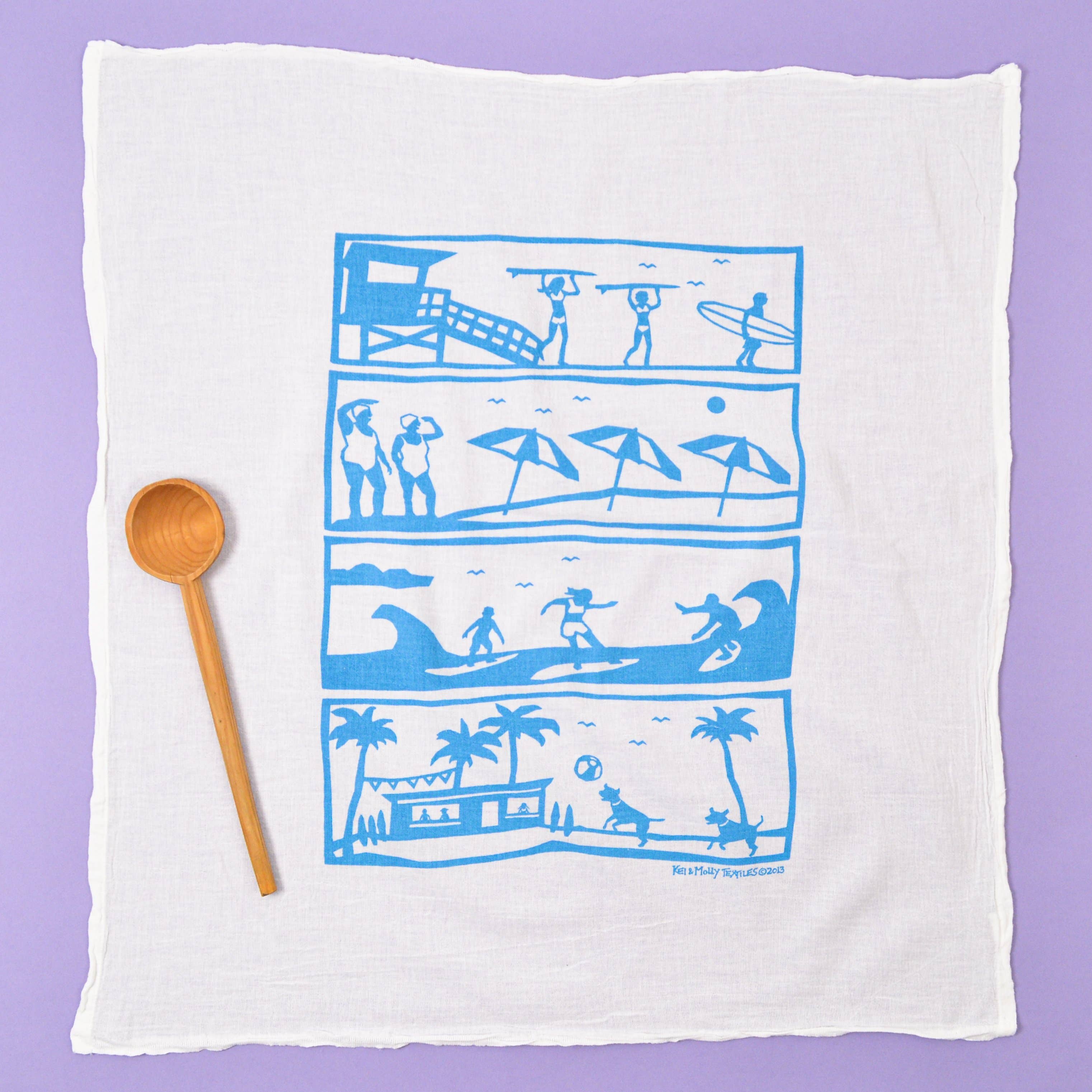 Flour Sack Dish Towel - Beach