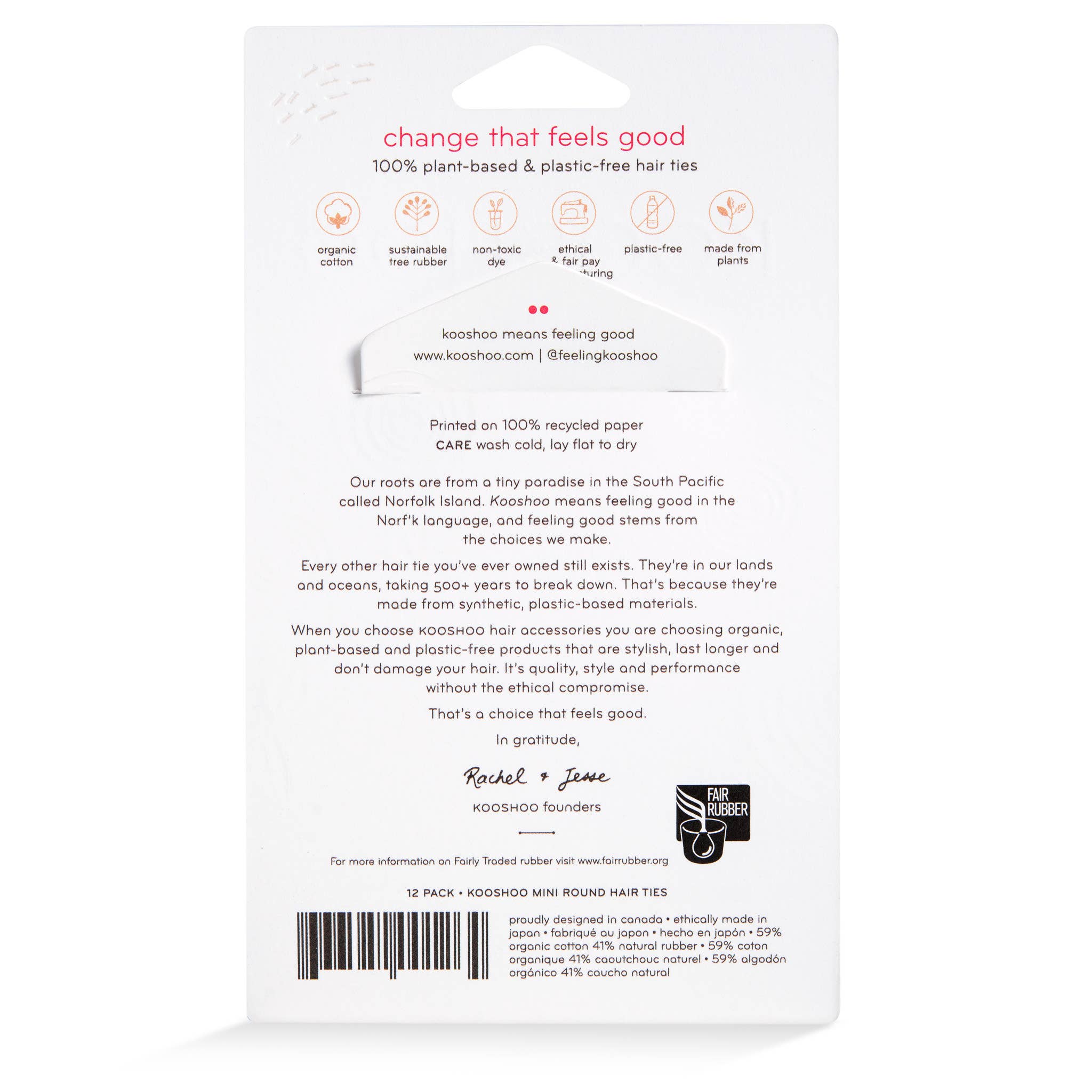 Plastic-free Round Hair Ties - Mini 12-pack - Golden Fibres