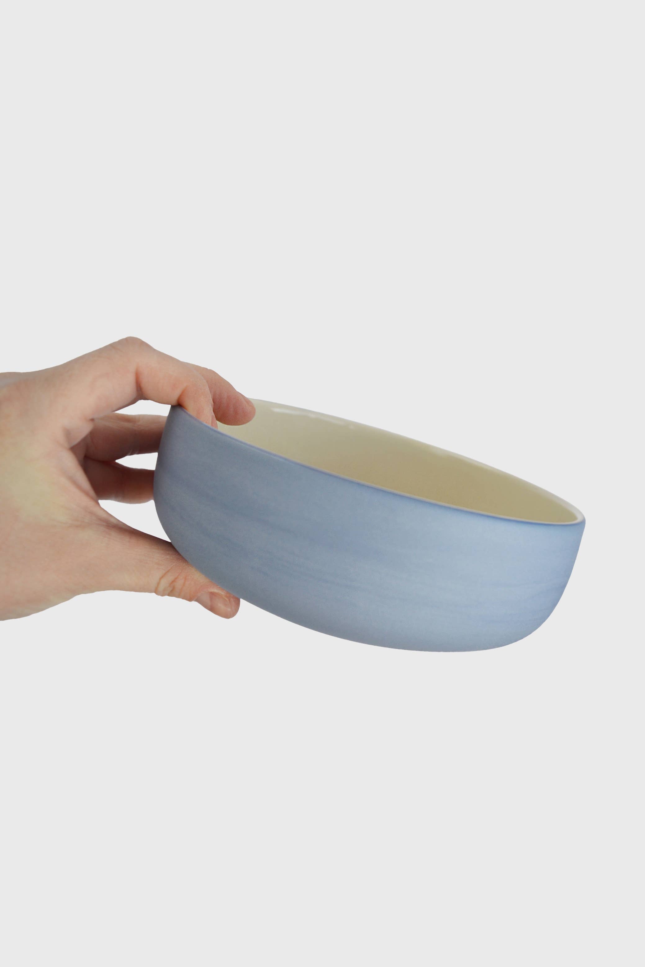 Handmade Porcelain Everyday Bowl. Forget-me-not/Chocolate
