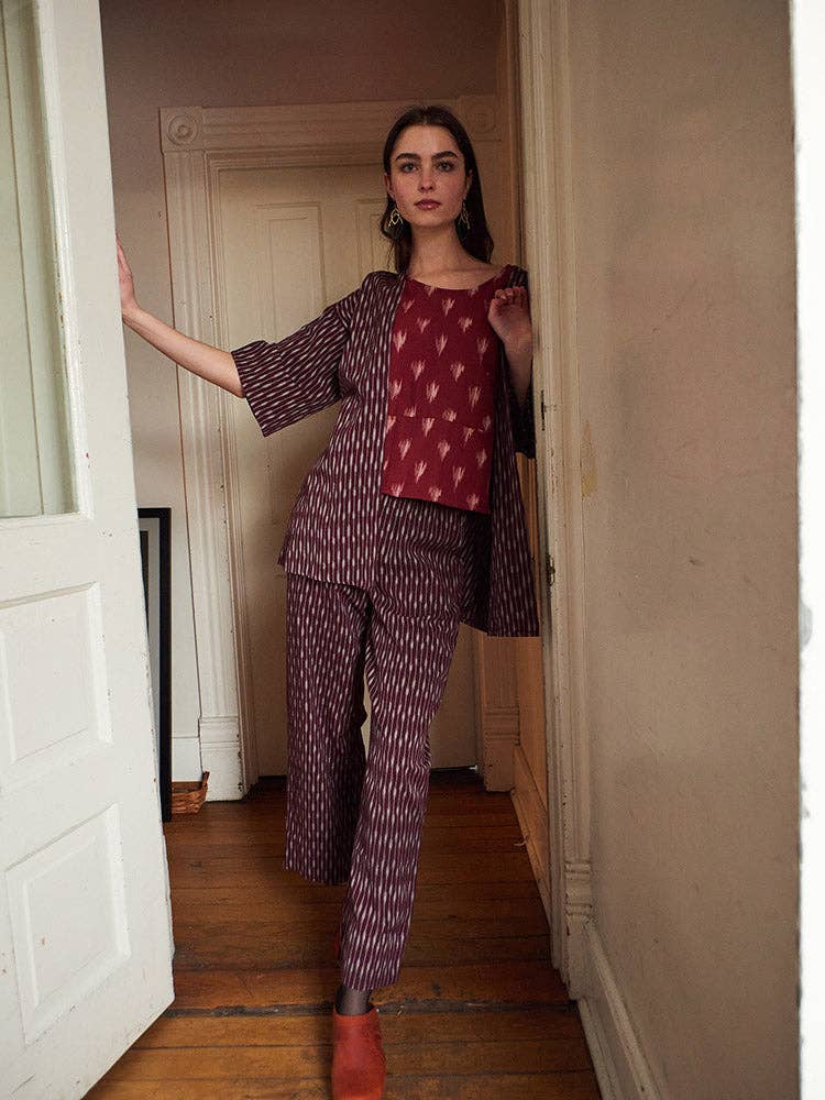 Rosie Pant Plum Ikat