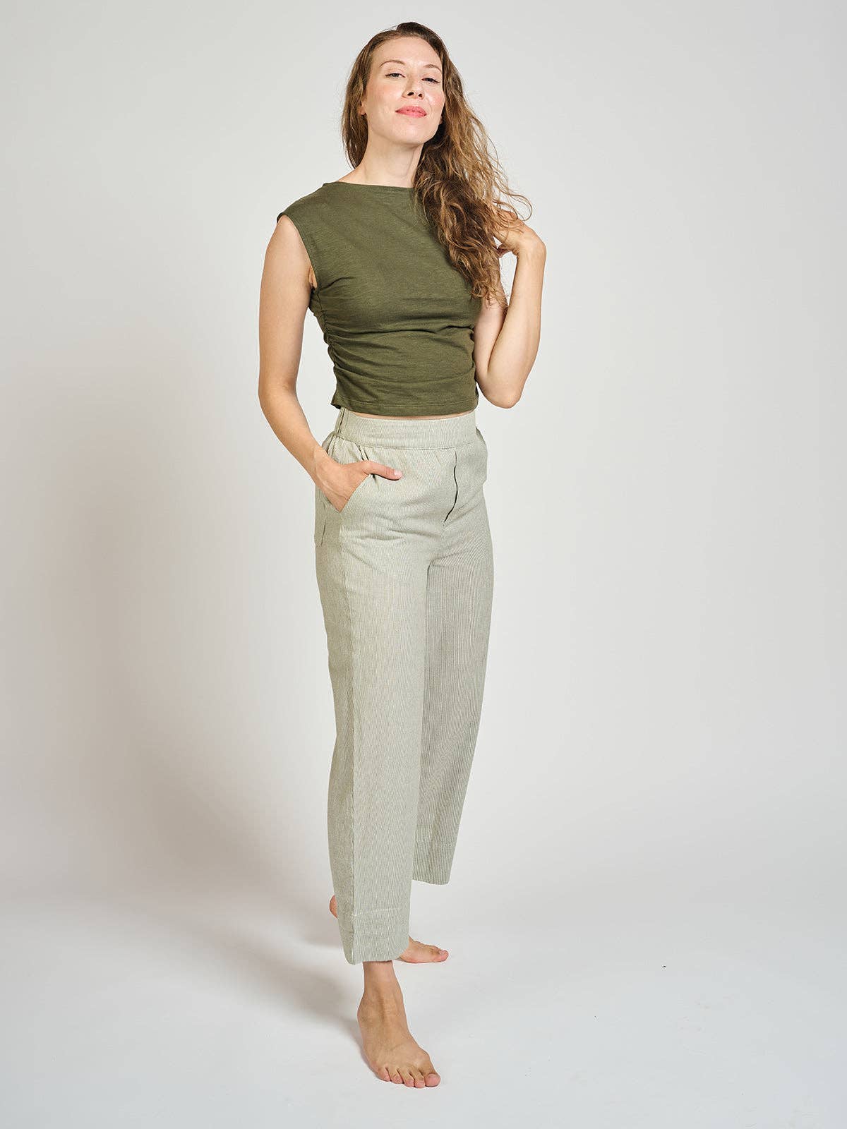 Tabitha Pant Olive Stripe