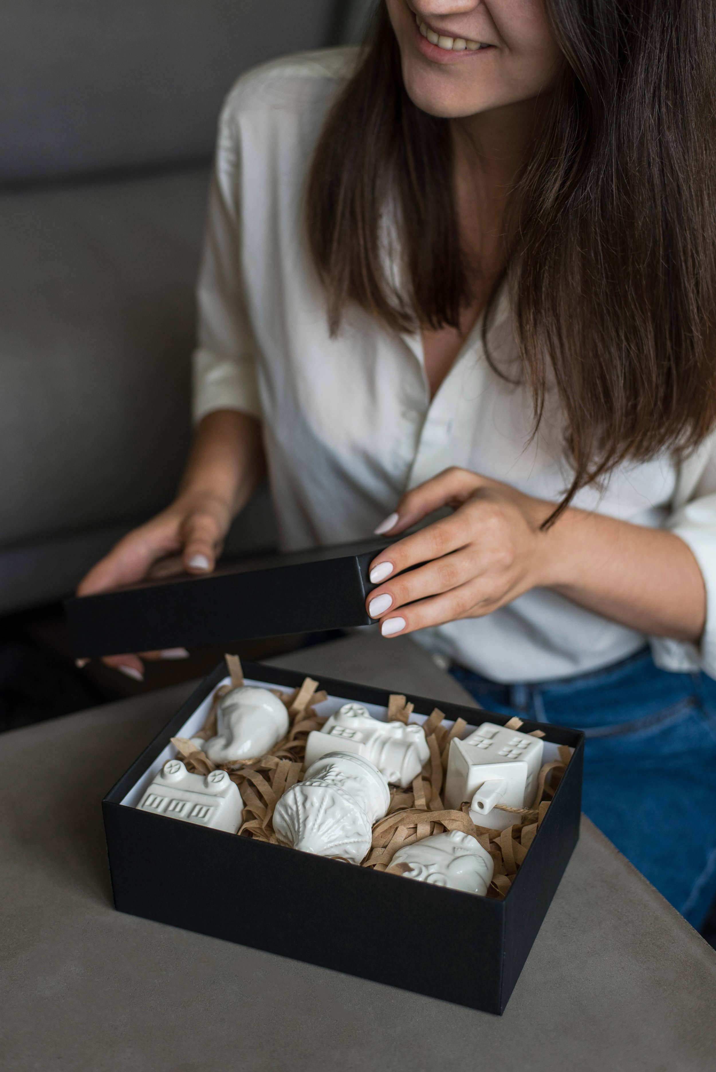 Handmade Porcelain Christmas Ornaments: Santa hat