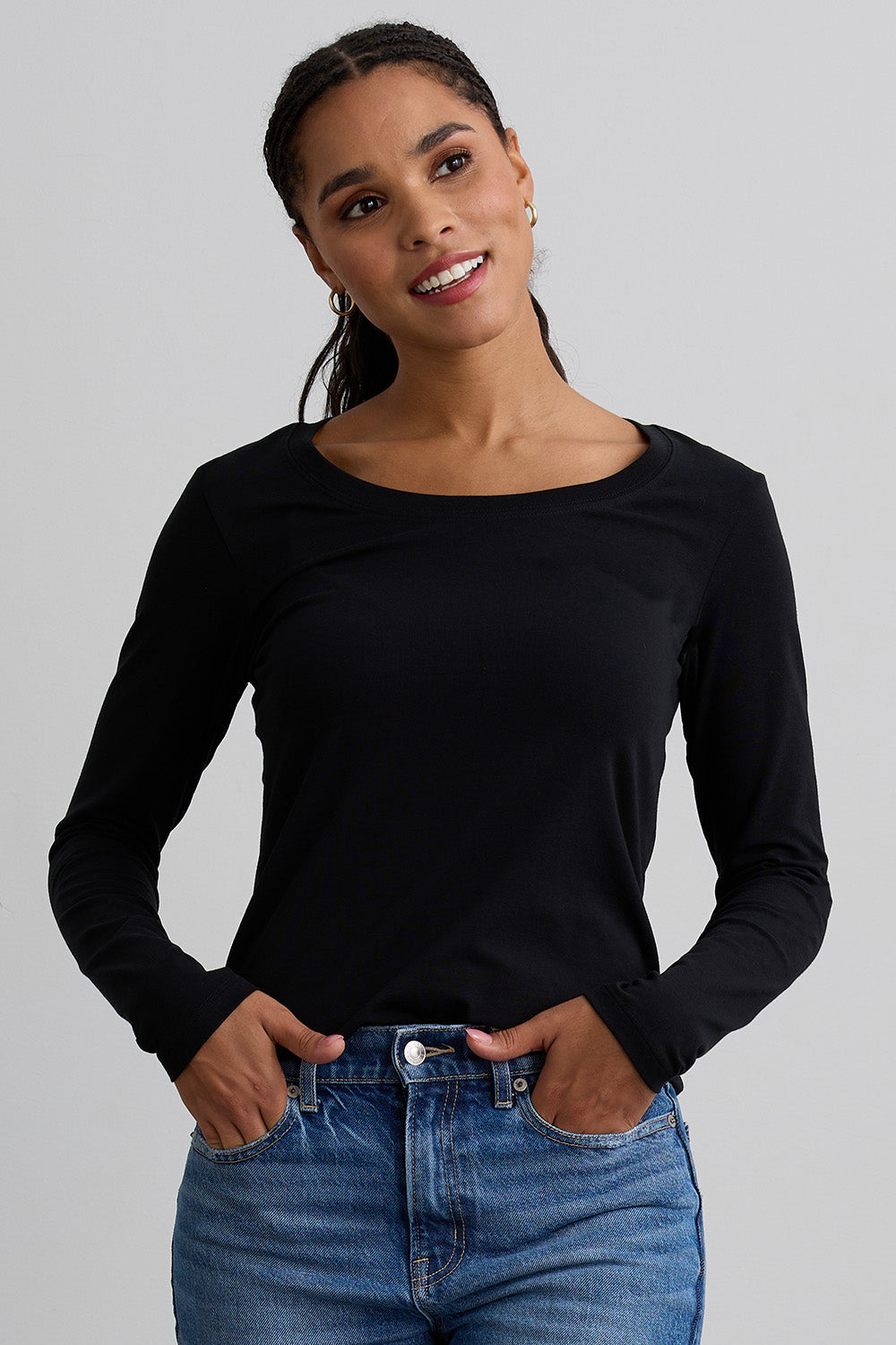 Women's Organic Cotton Scoop Neck Long Sleeve Tee