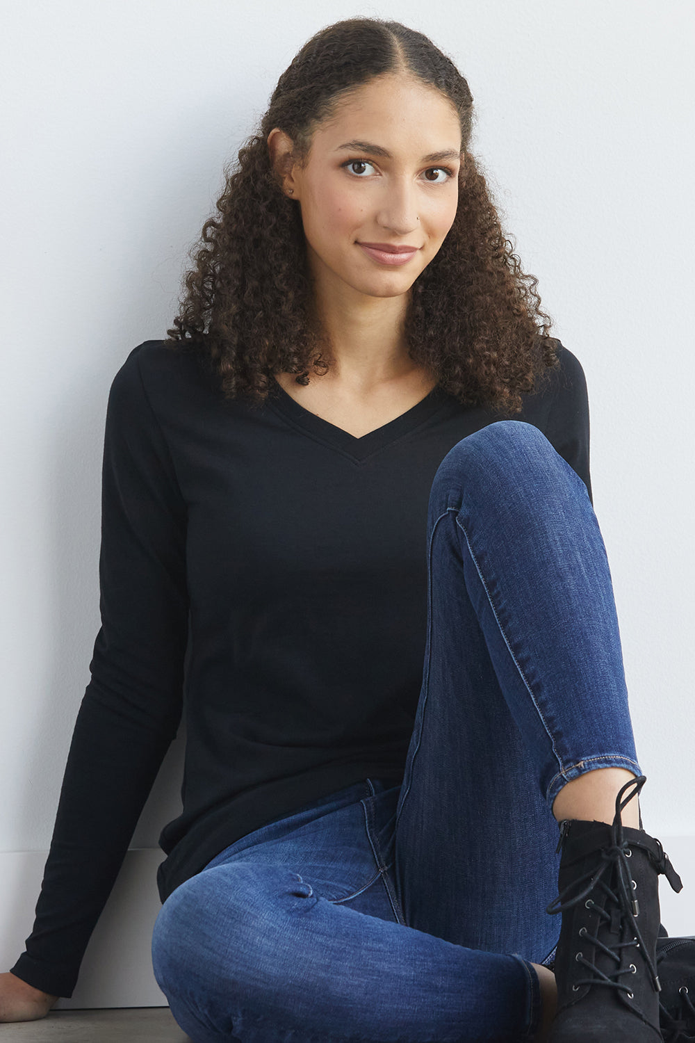 Women's Organic Cotton Long Sleeve V-Neck T-Shirt