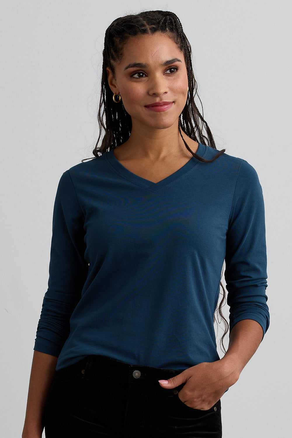 Women's Organic Cotton Long Sleeve V-Neck T-Shirt