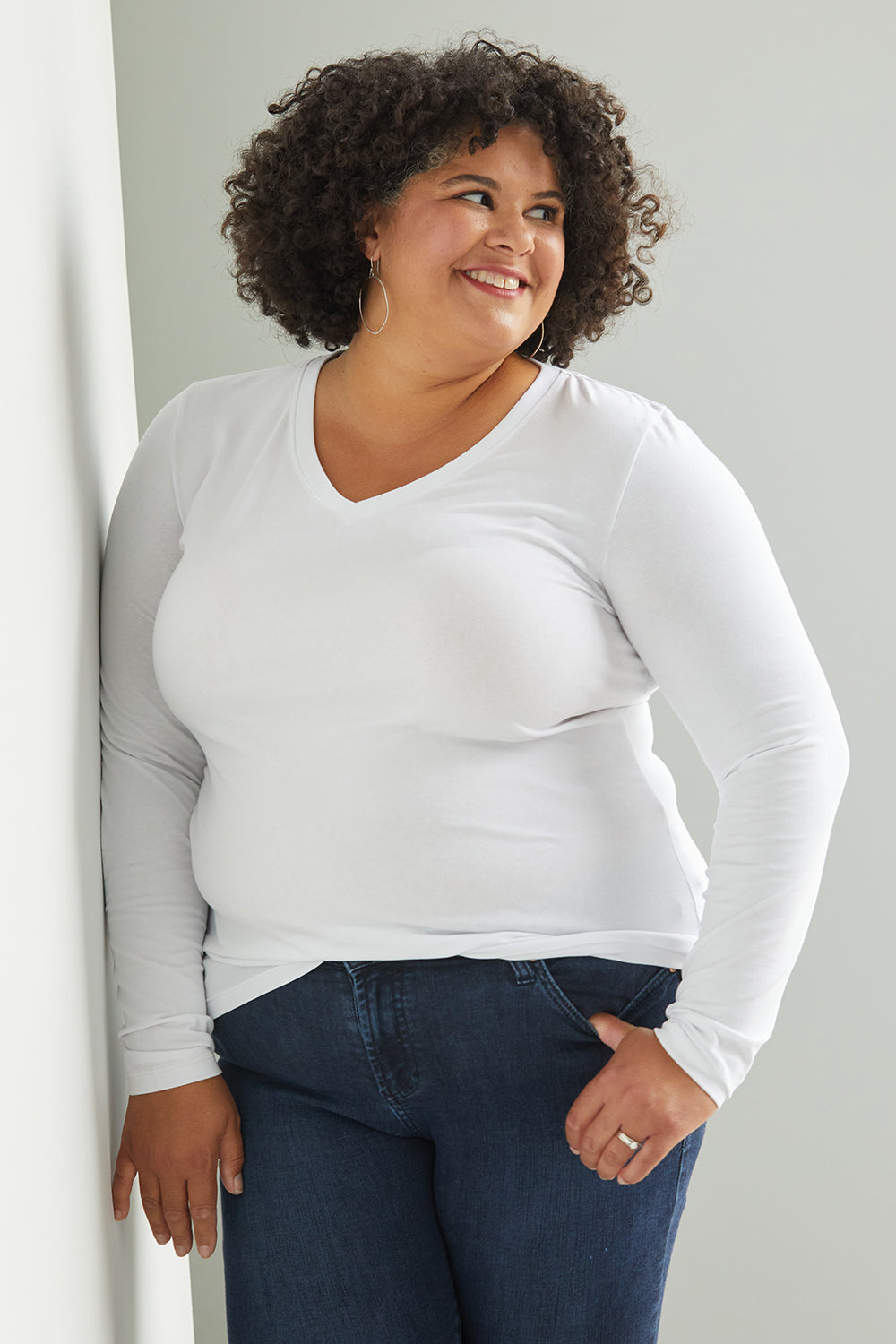 Women's Organic Cotton Long Sleeve V-Neck T-Shirt