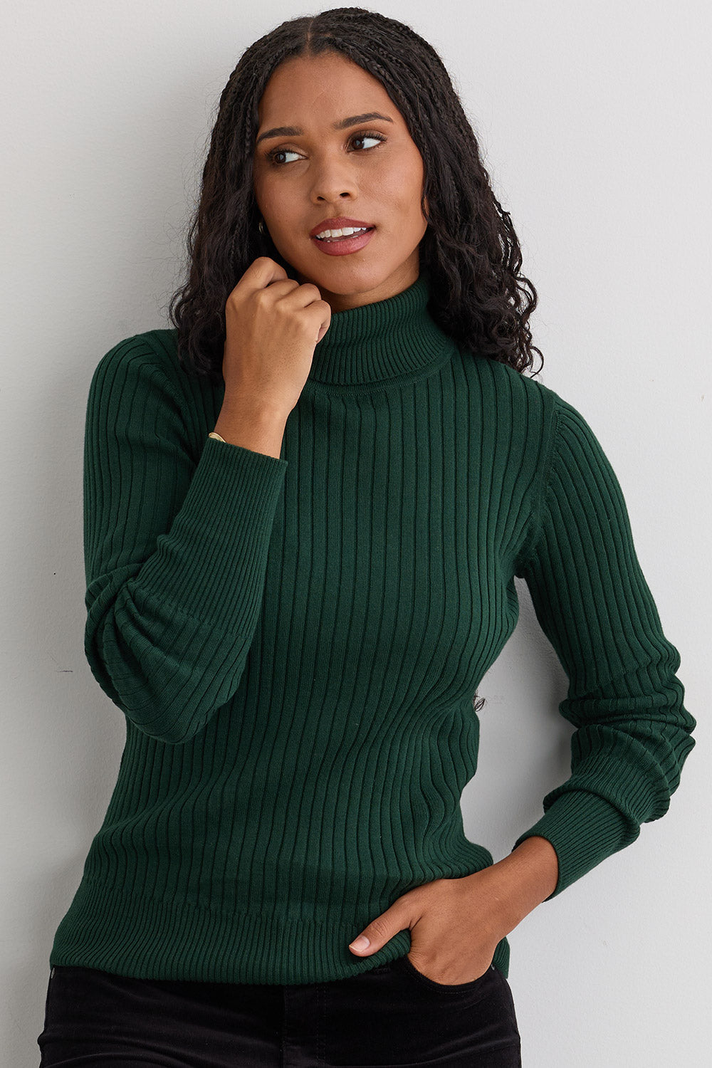 Women's Organic Cotton Ribbed Turtleneck Sweater