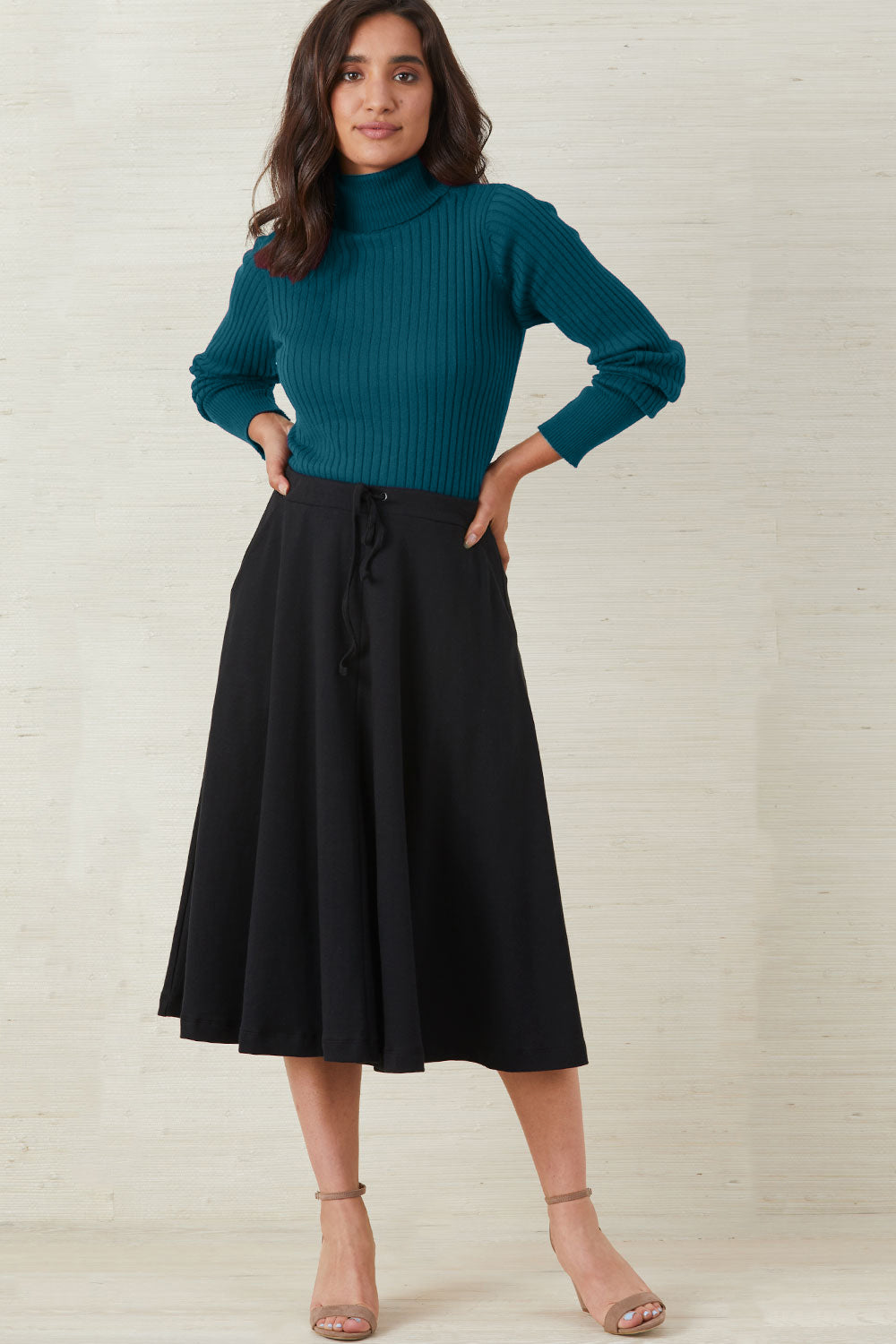 Women's 100% Organic Cotton Midi Skirt with Pockets