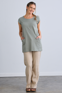 Women's Organic Cotton Cap Sleeve Tunic with Pockets