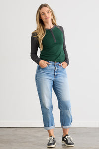 Women's Organic Long Sleeve Raglan Henley