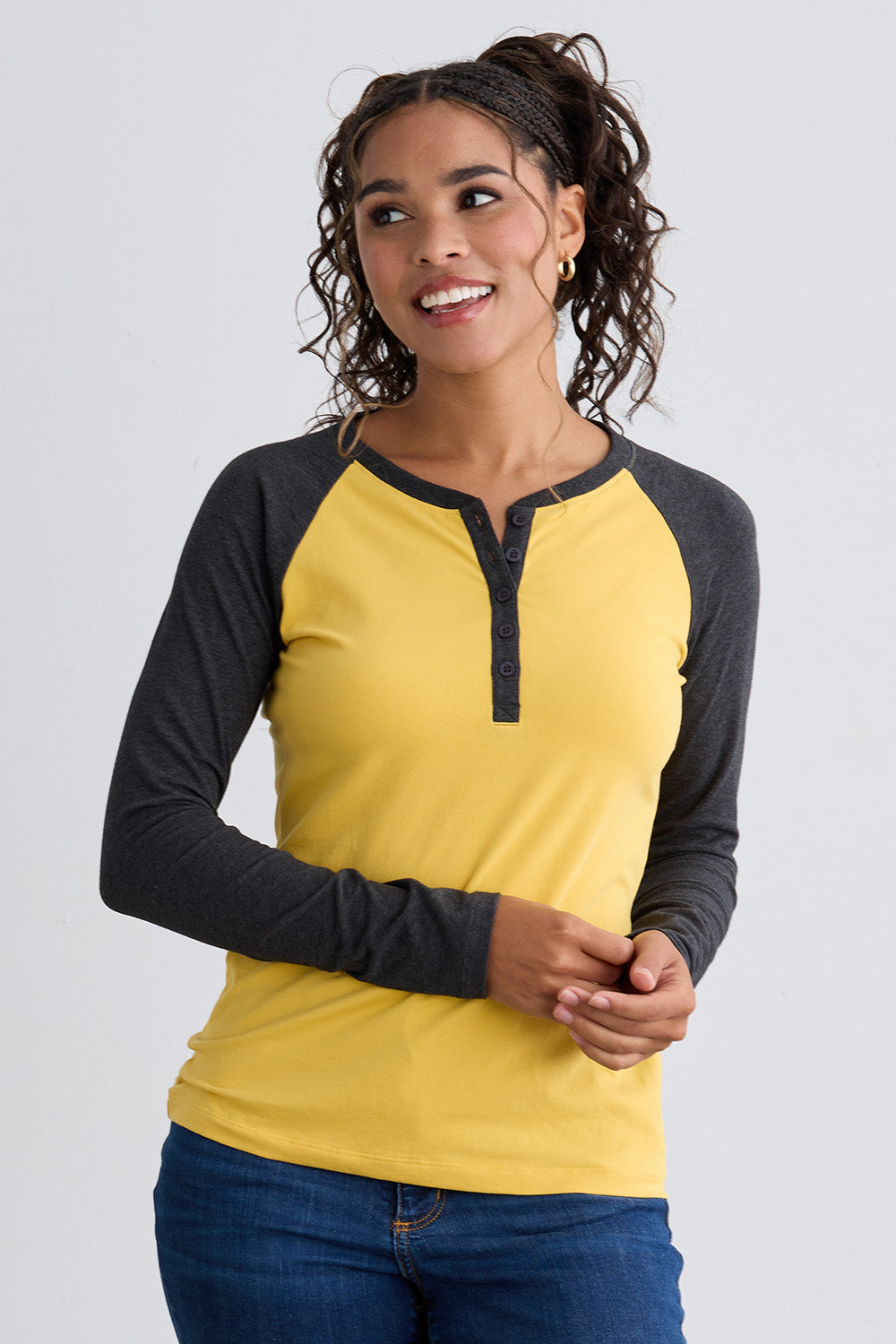 Women's Organic Long Sleeve Raglan Henley