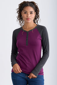 Women's Organic Long Sleeve Raglan Henley