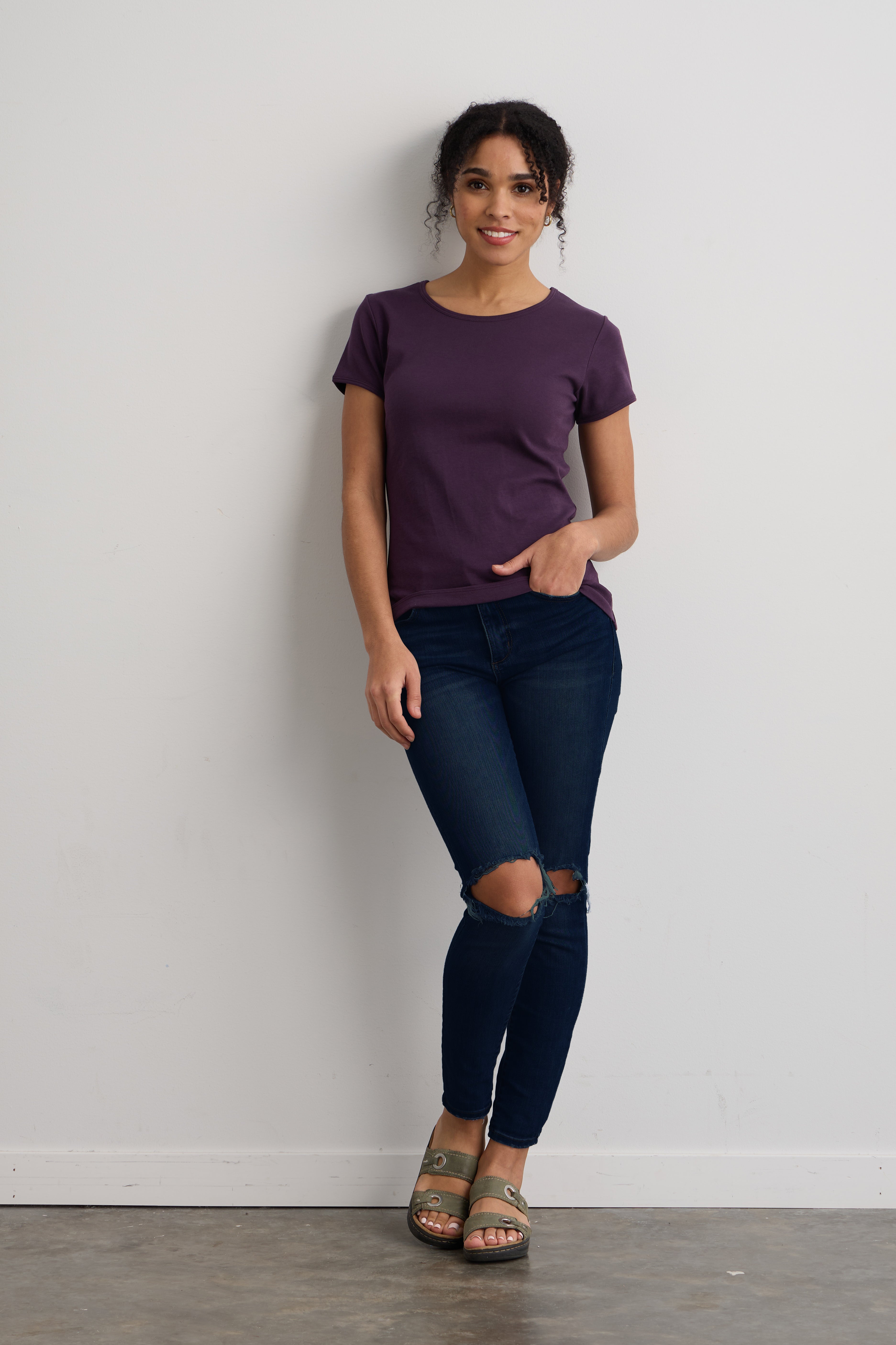 Women's Luxe 100% Organic Cotton Jewel Neck Tee