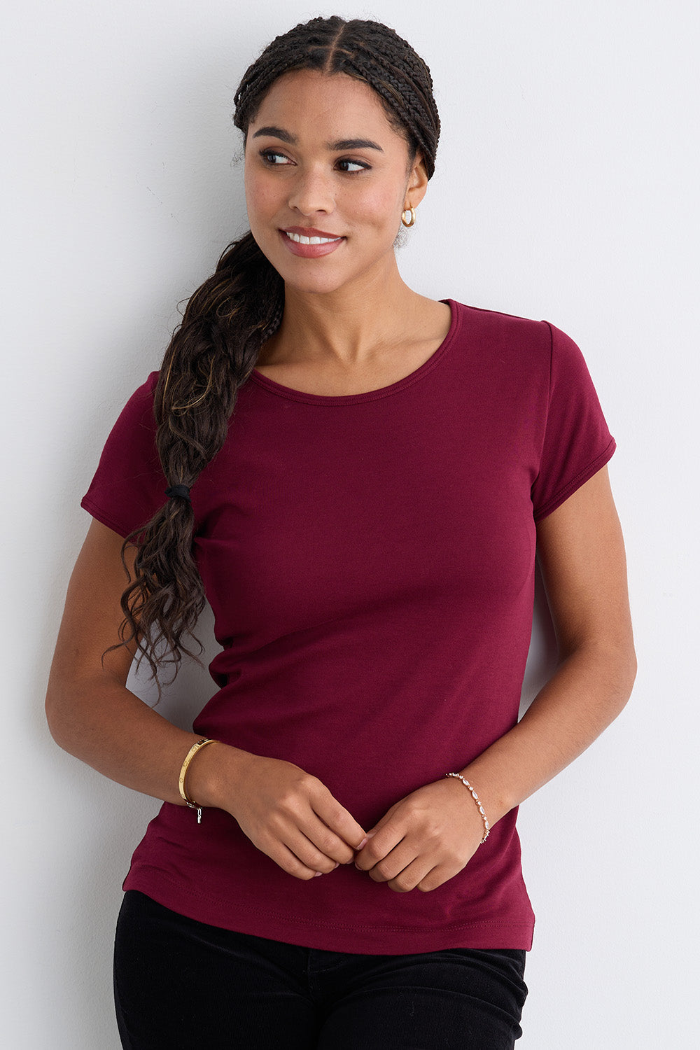 Women's Luxe 100% Organic Cotton Jewel Neck Tee